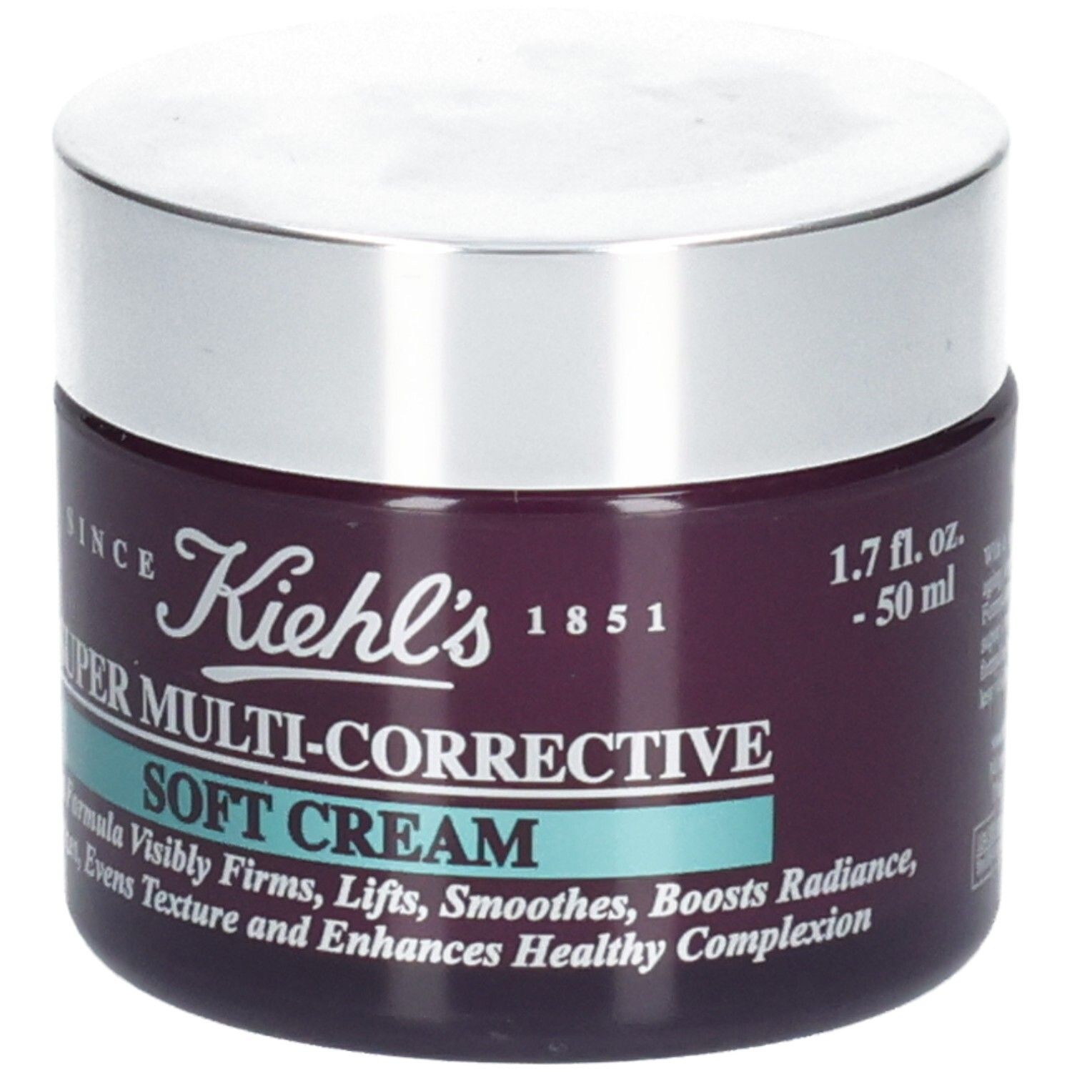 Kiehl's Super Multi-Corrective Soft Cream dans un pot violet avec un couvercle argenté.