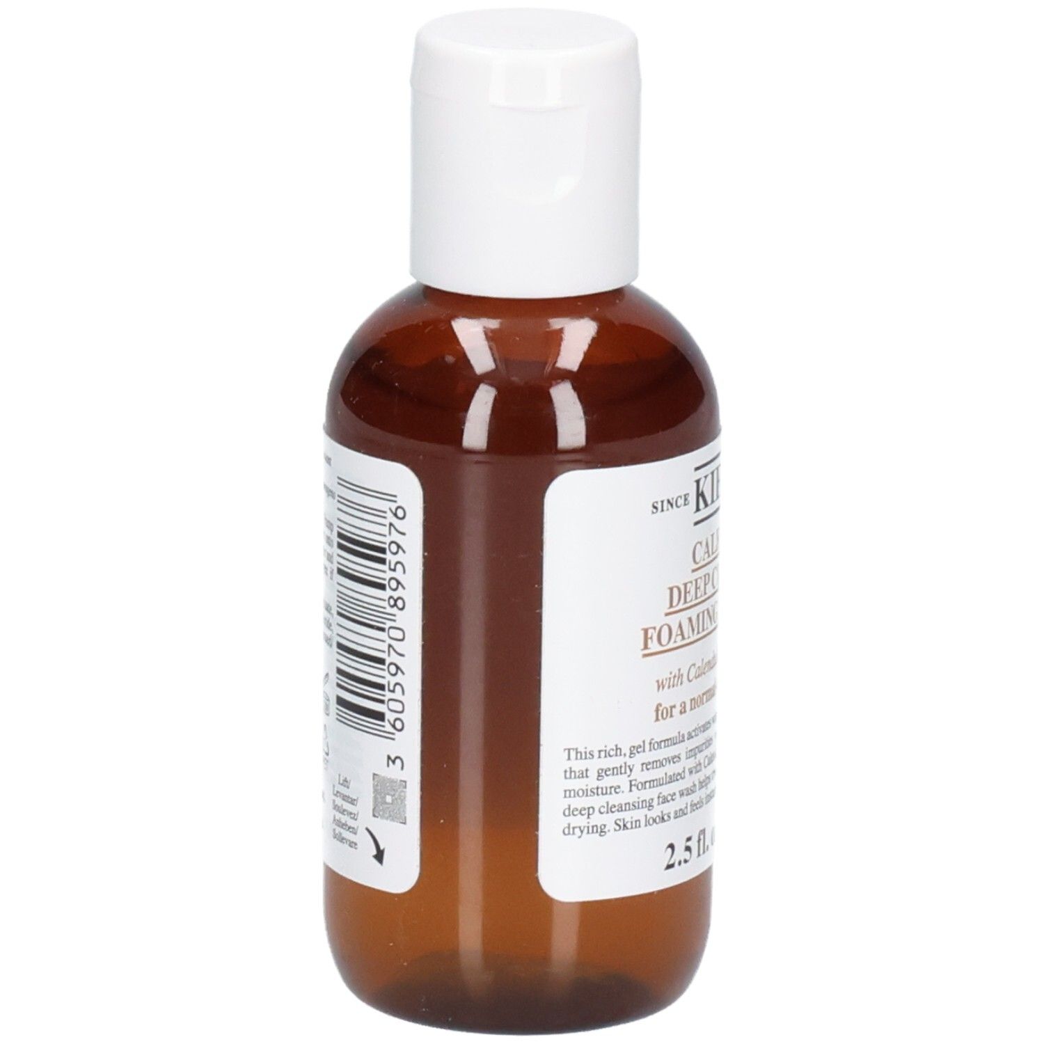 Kiehl's Calendula Deep Cleansing Foaming Face Wash, achterkant van de fles van 75 ml met barcode.