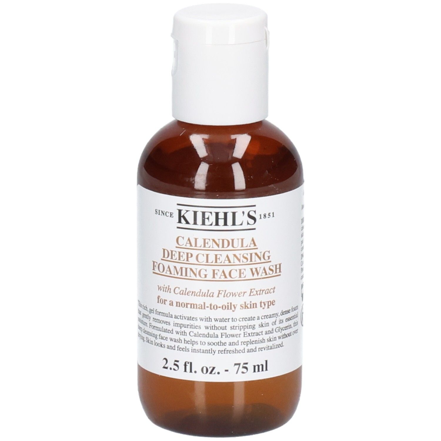 Kiehl's Calendula Deep Cleansing Foaming Face Wash, fles van 75 ml, vooraanzicht met etiket.