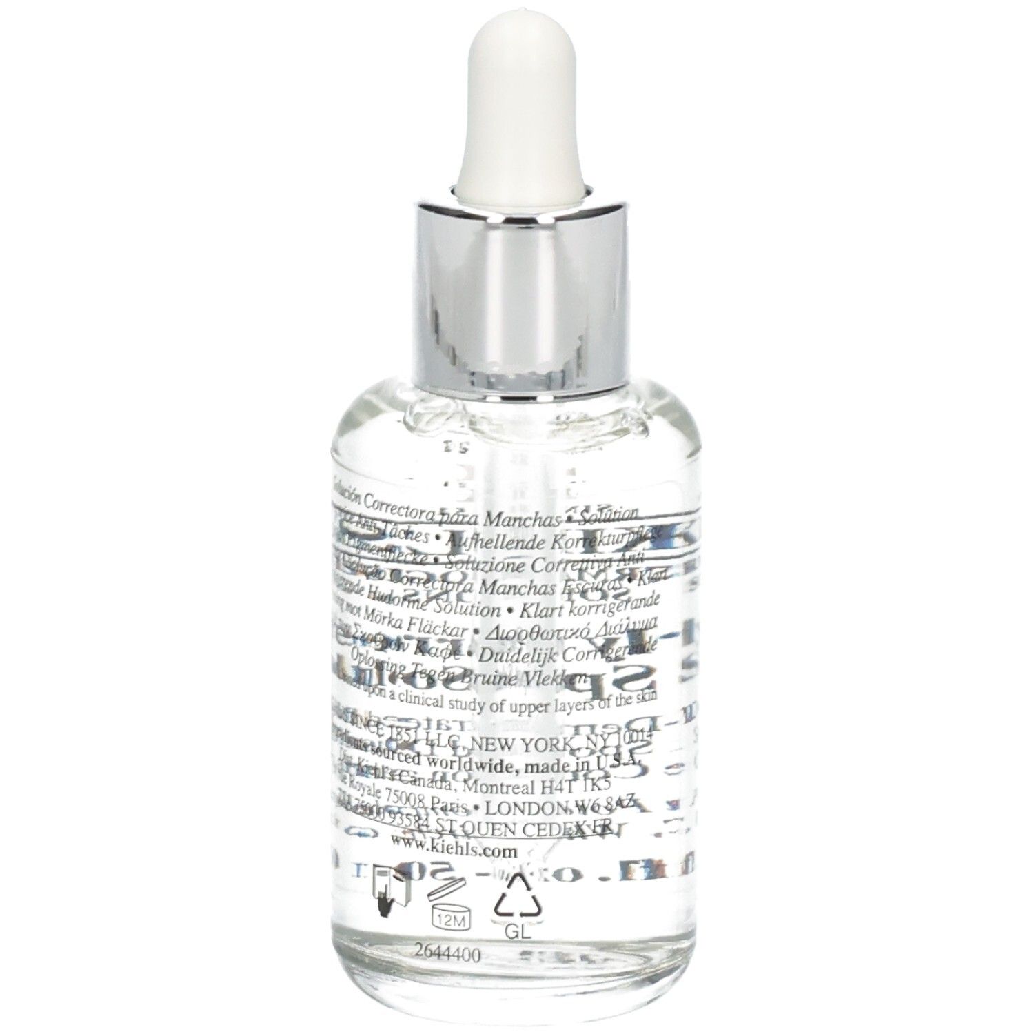 Kiehl's Clearly Corrective Dark Spot Solution serum, achterkant. 50 ml.