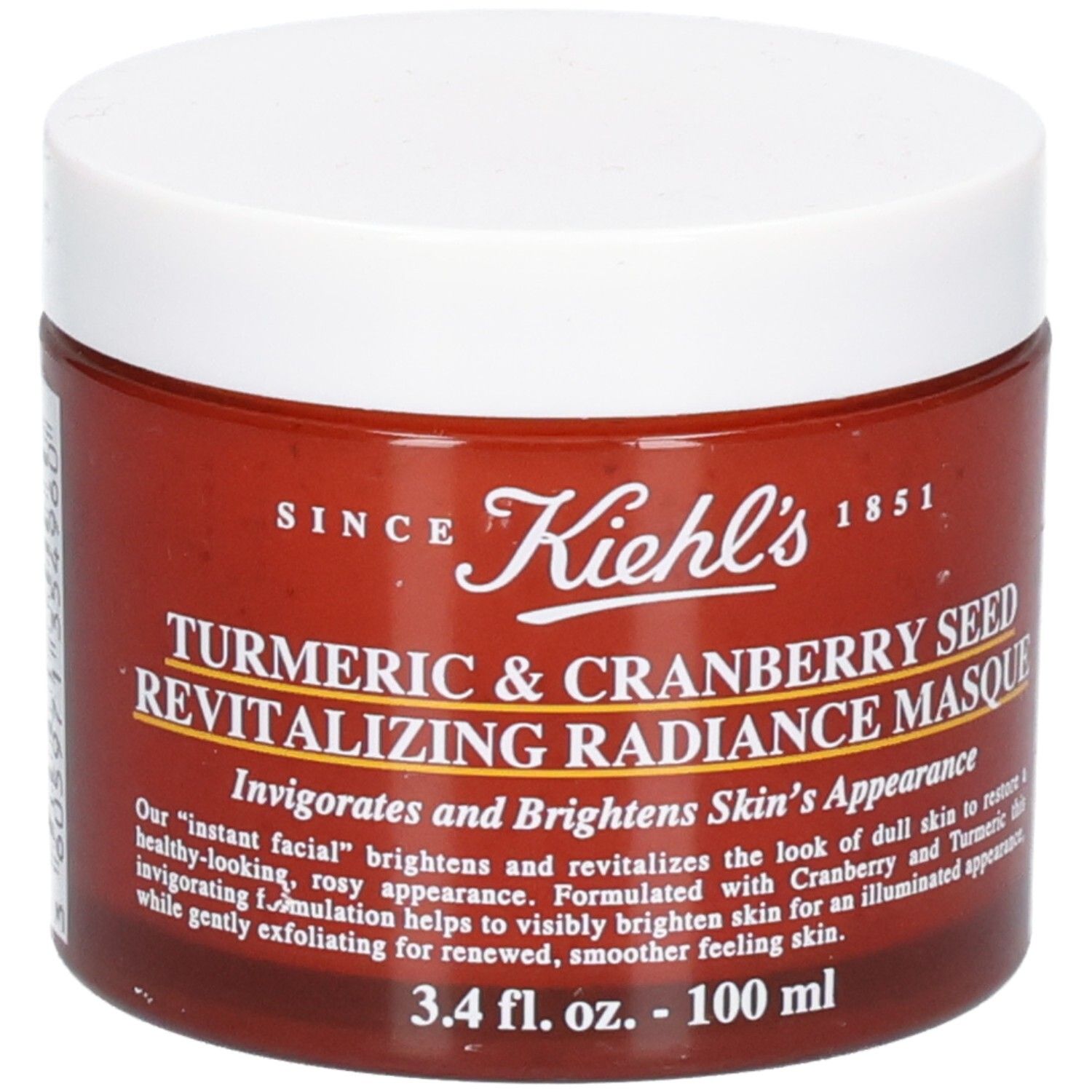 Kiehl's Kurkuma & Cranberry Seed Revitalizing Radiance Masque, glazen pot van 100 ml.