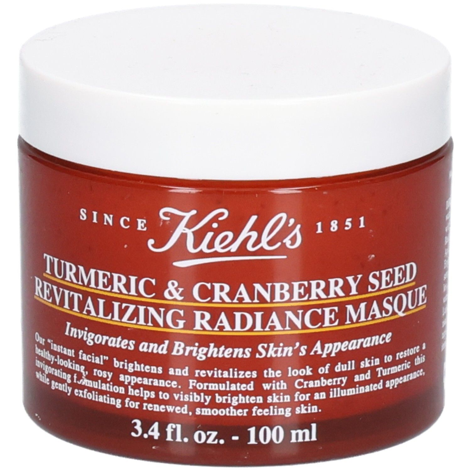 Kiehl's Kurkuma & Cranberry Seed Revitalizing Radiance Masque, glazen pot van 100 ml.