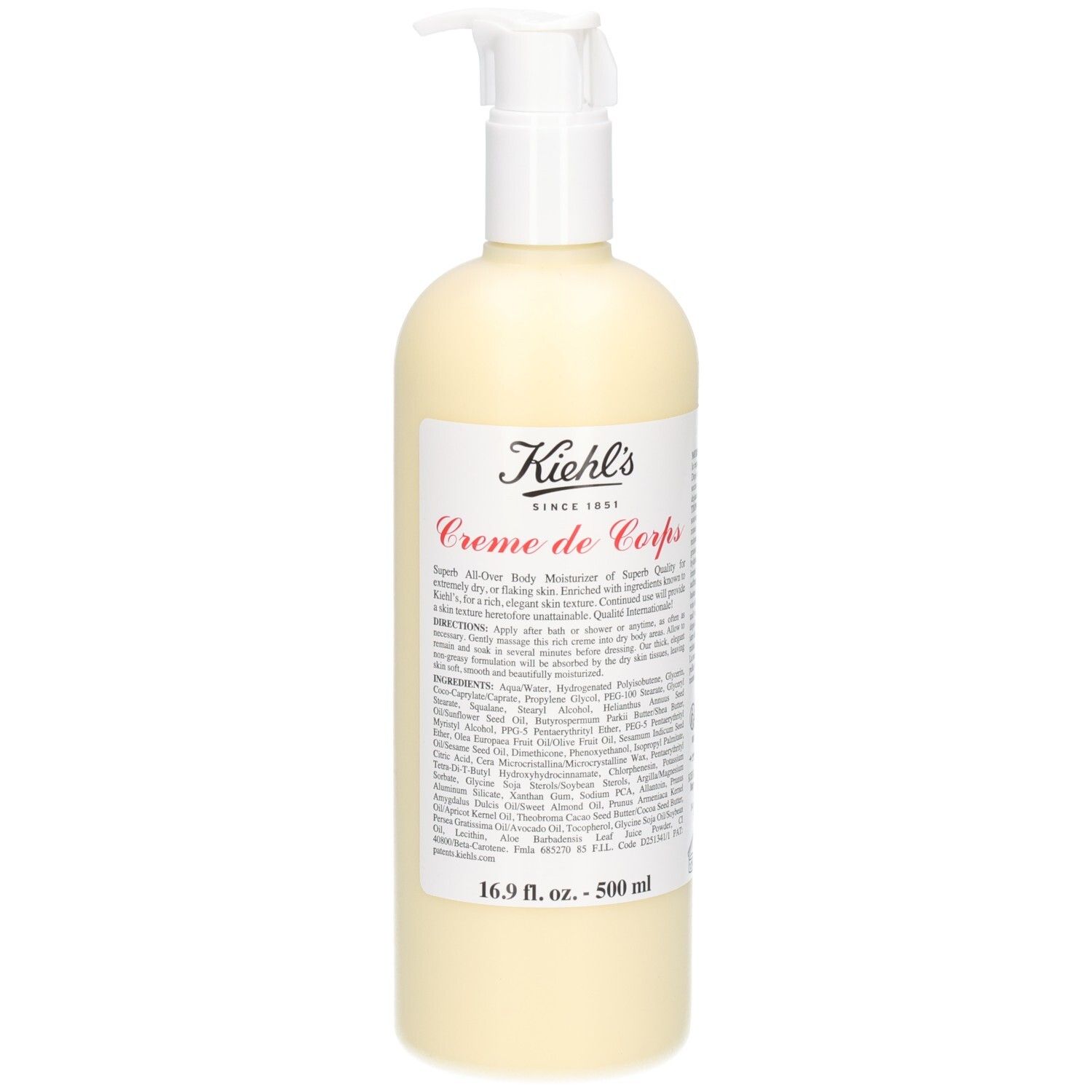 Kiehl's Creme de Corps bodycrème met pompdispenser, 500 ml.