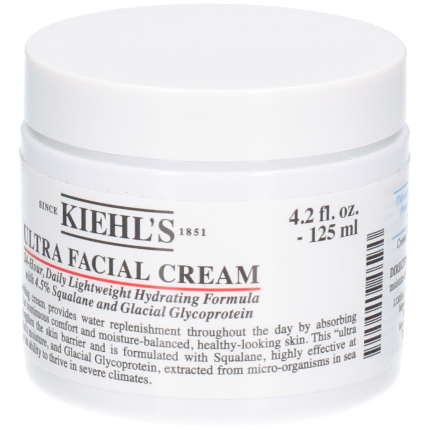 Kiehl's Ultra Facial Cream, pot van 125 ml. Vooraanzicht van de hydraterende gezichtscrème.