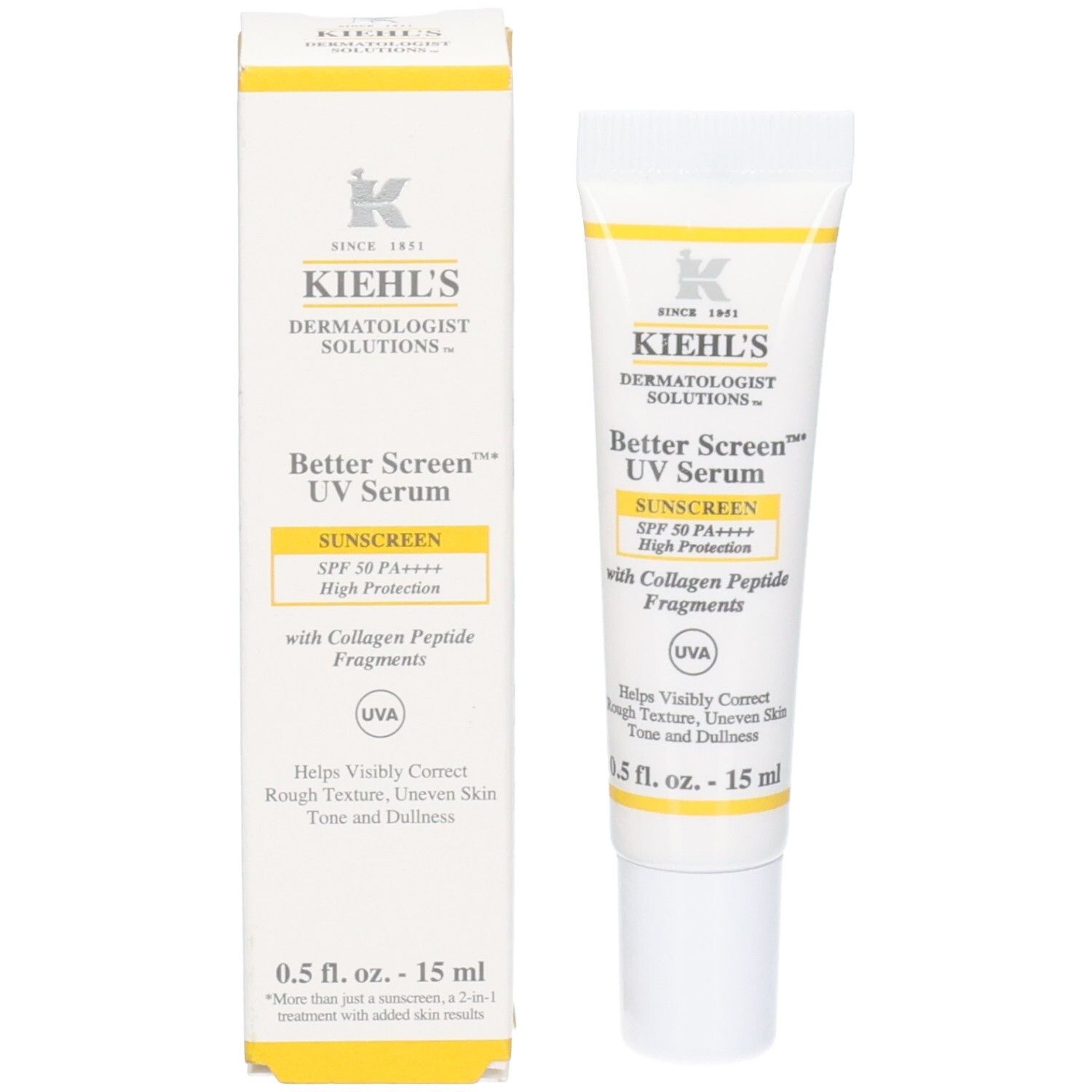 Kiehl's Better Screen UV Serum SPF50 tube en verpakking, 15ml.