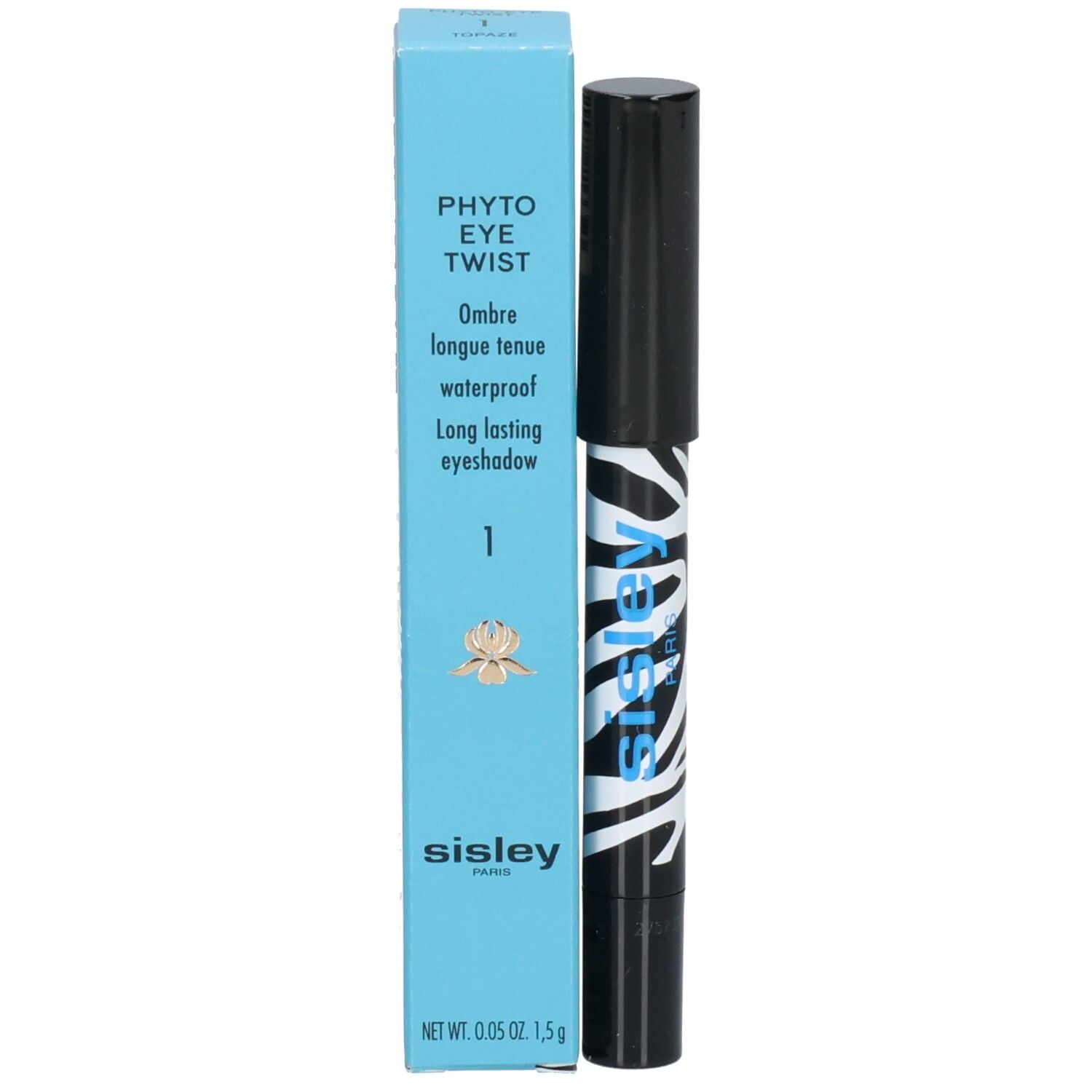 Sisley Phyto-Eye Twist crayon fard à paupières, motif zèbre, capuchon noir.