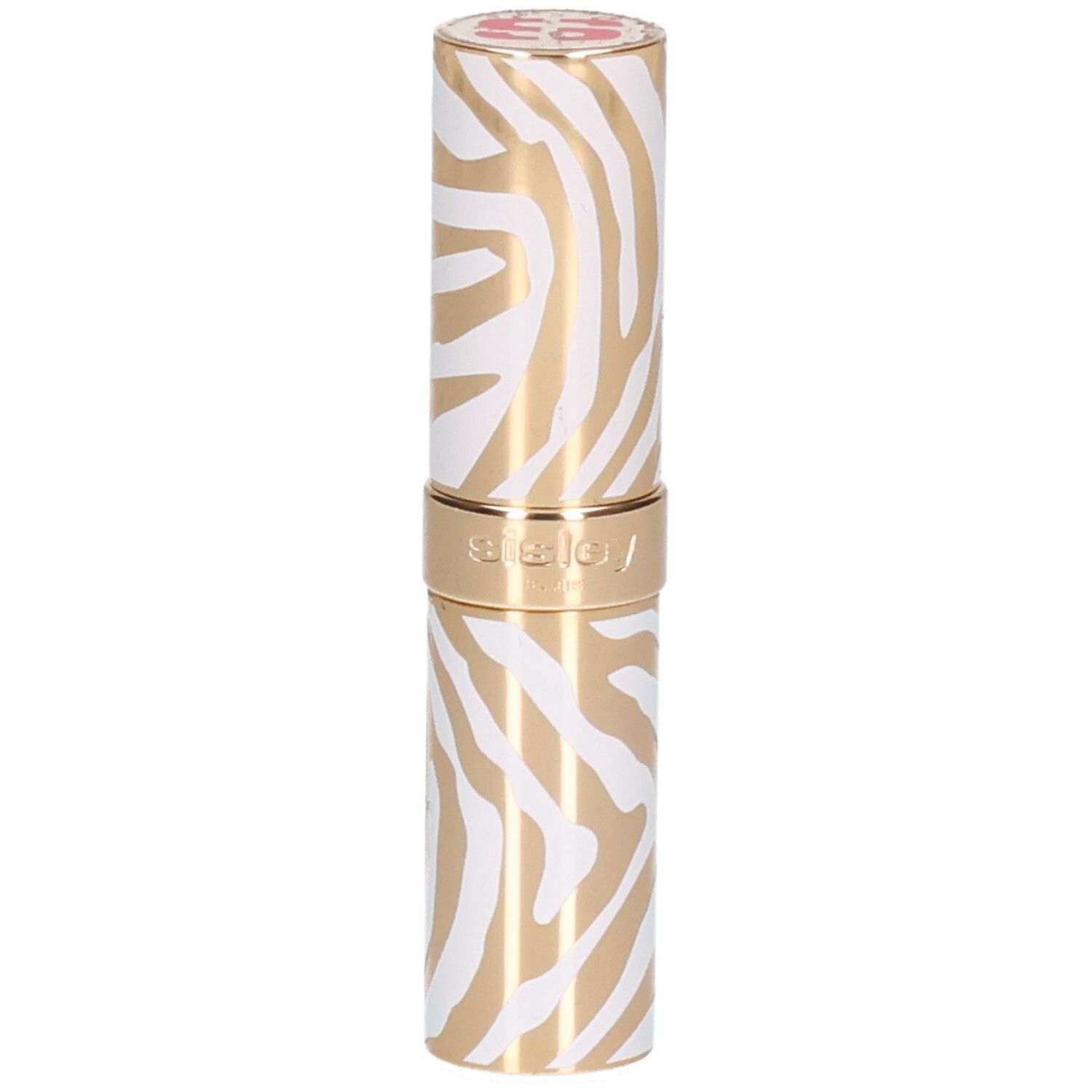 Rouge à lèvres Sisley Phyto Rouge Shine, motif zèbre or et blanc.