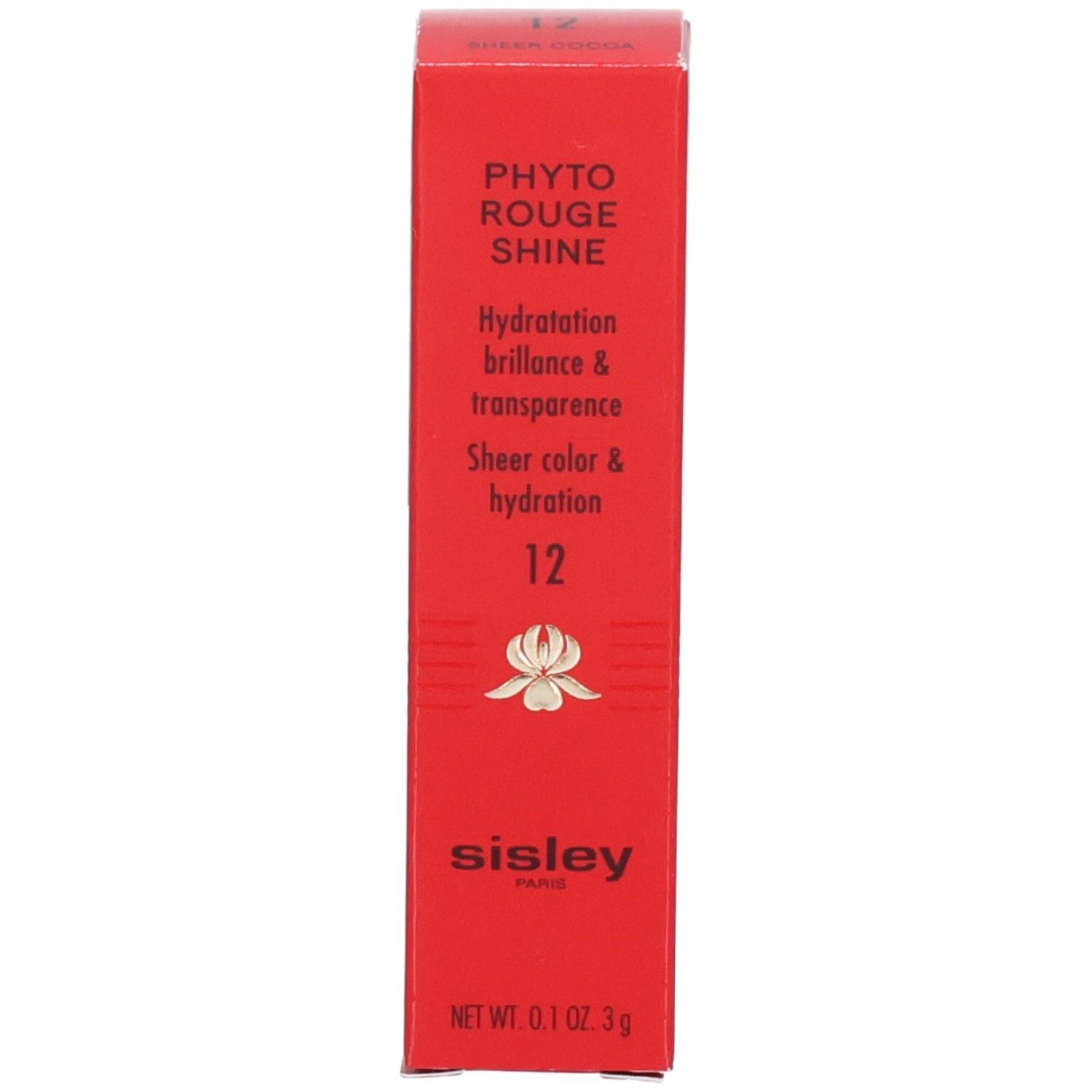 Rouge à lèvres Sisley Phyto Rouge Shine, motif zèbre or et blanc.