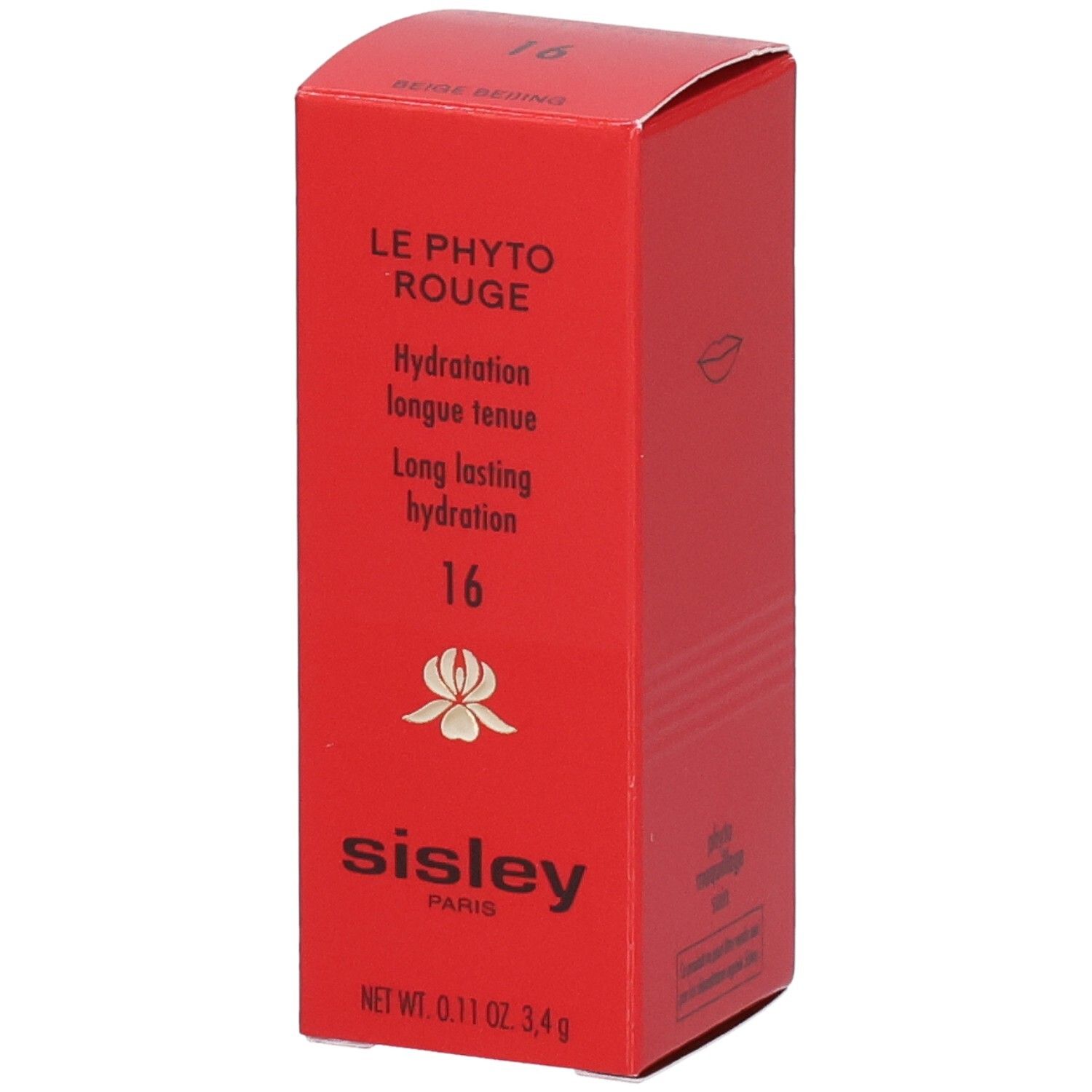 Emballage Sisley Le Phyto Rouge Rouge à lèvres, rouge, avec informations produit et logo.