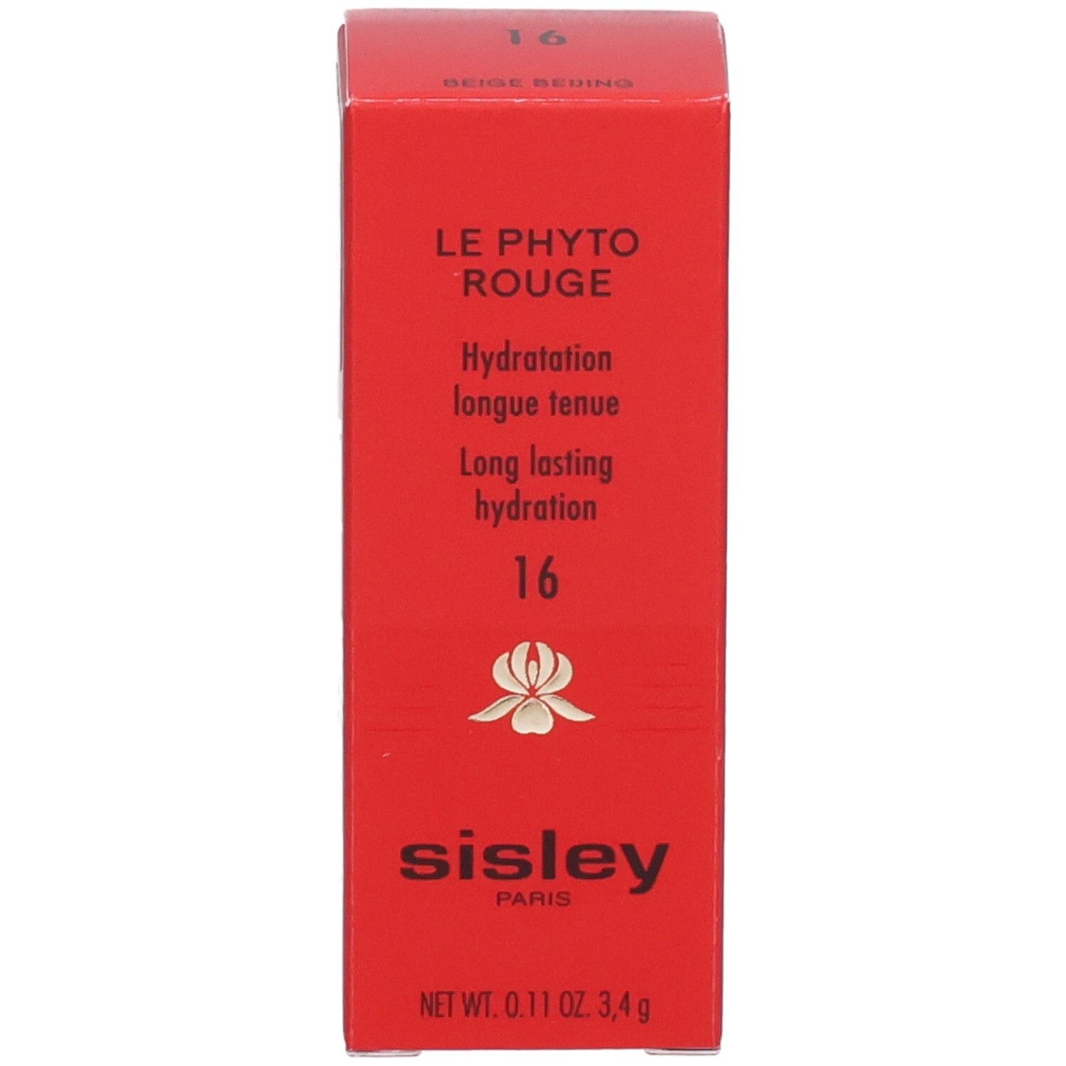 Emballage Sisley Le Phyto Rouge Rouge à lèvres, rouge, avec informations produit et logo.