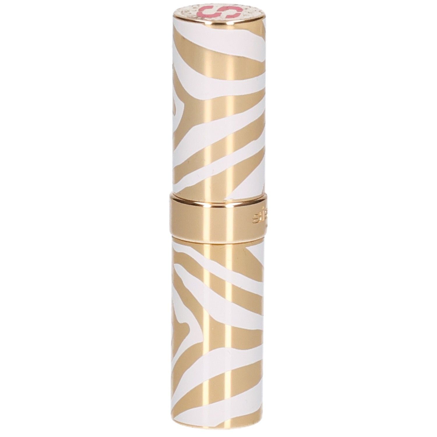 Rouge à lèvres Sisley Phyto Rouge Shine, motif zèbre or et blanc.