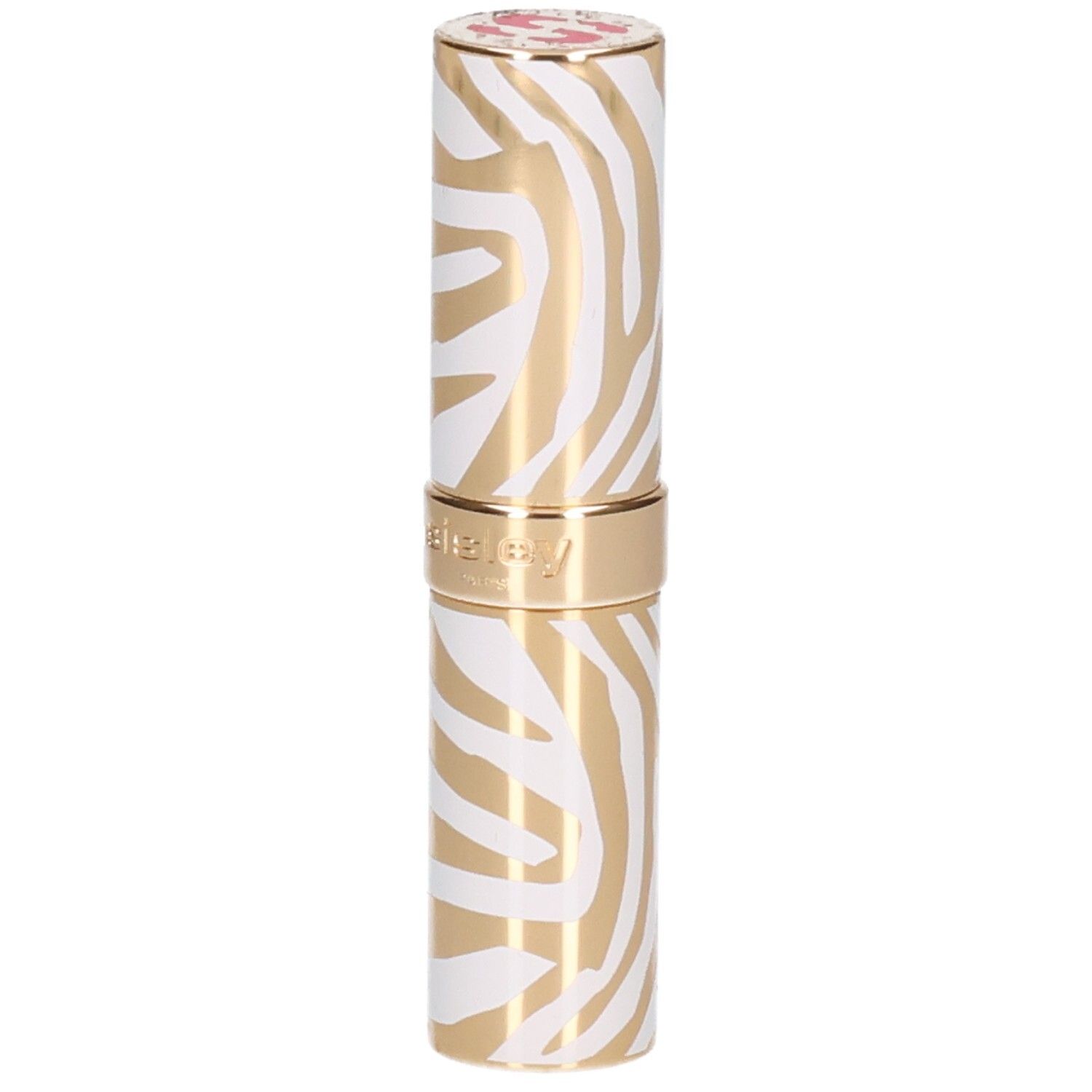 Rouge à lèvres Sisley Phyto Rouge Shine, motif zèbre or et blanc.