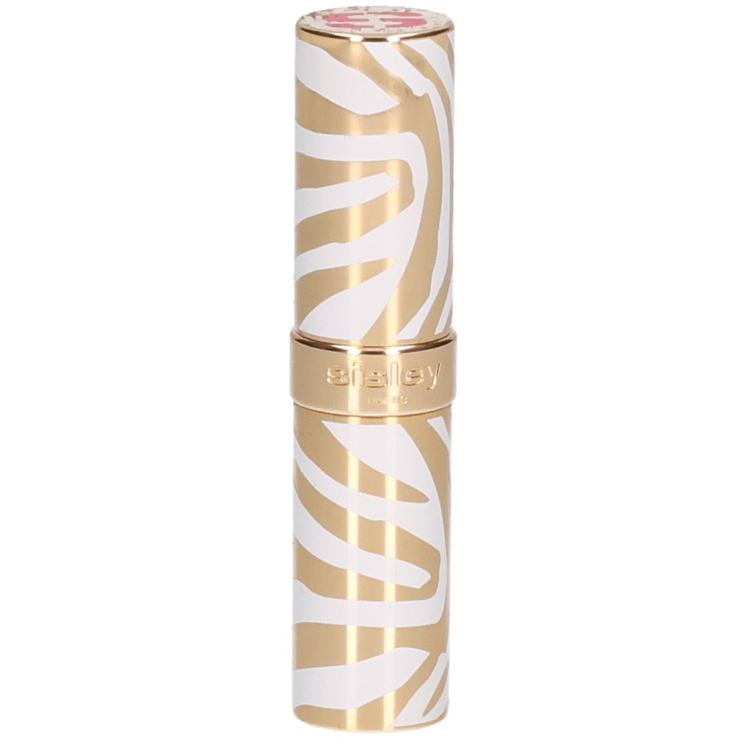 Rouge à lèvres Sisley Phyto Rouge Shine, motif zèbre or et blanc.