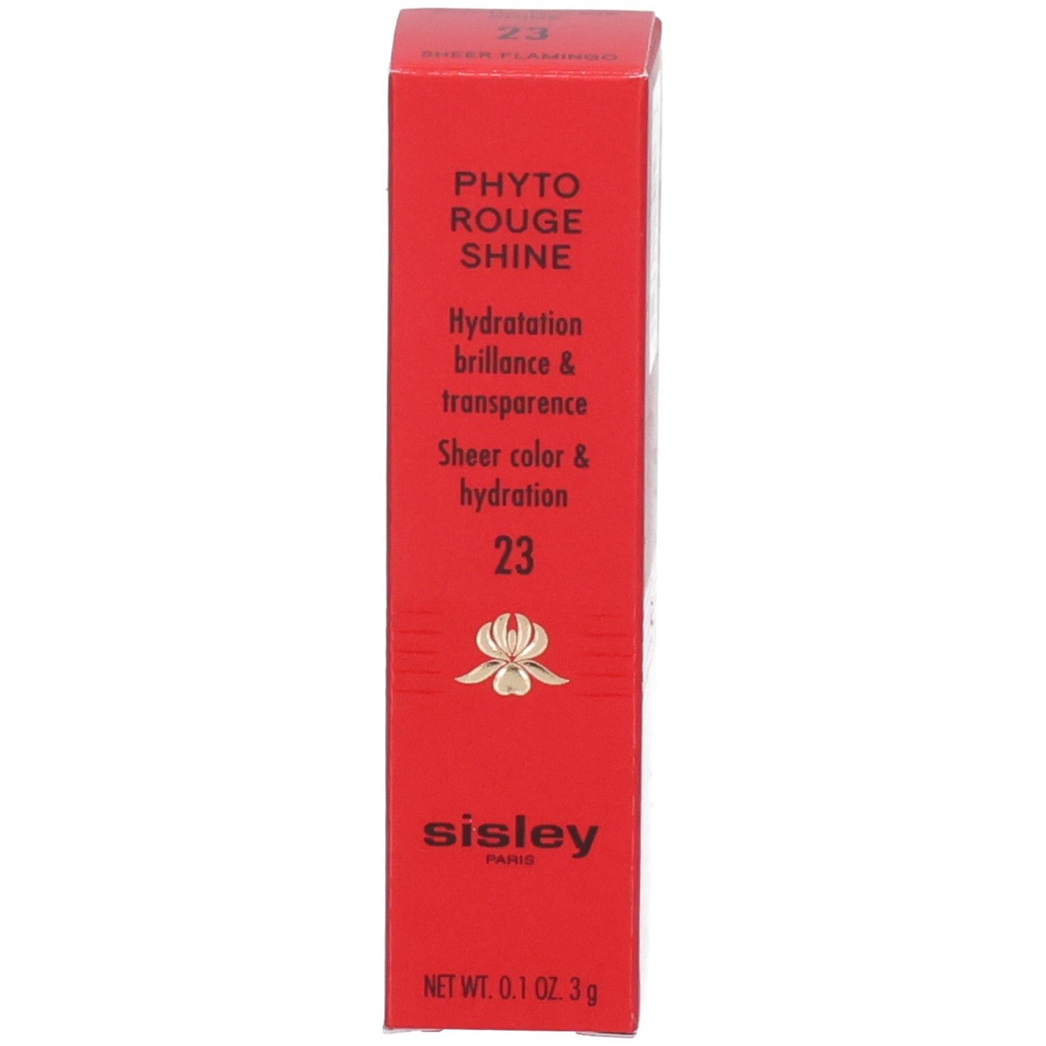 Rouge à lèvres Sisley Phyto Rouge Shine, motif zèbre or et blanc.