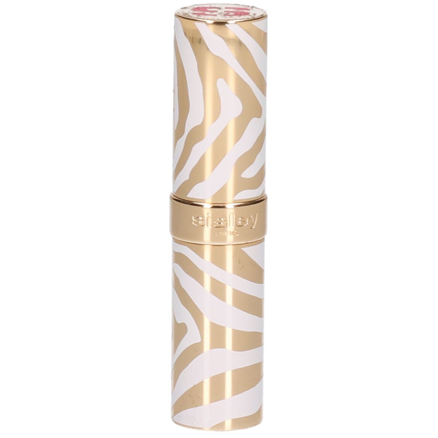 Sisley Phyto Rouge Shine lipstick met goud-wit zebra patroon.