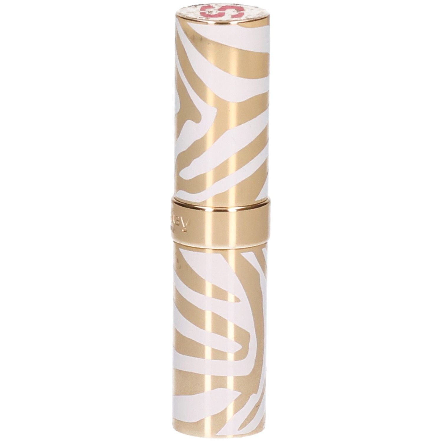 Sisley Phyto Rouge Shine lipstick met goud-wit zebra patroon.