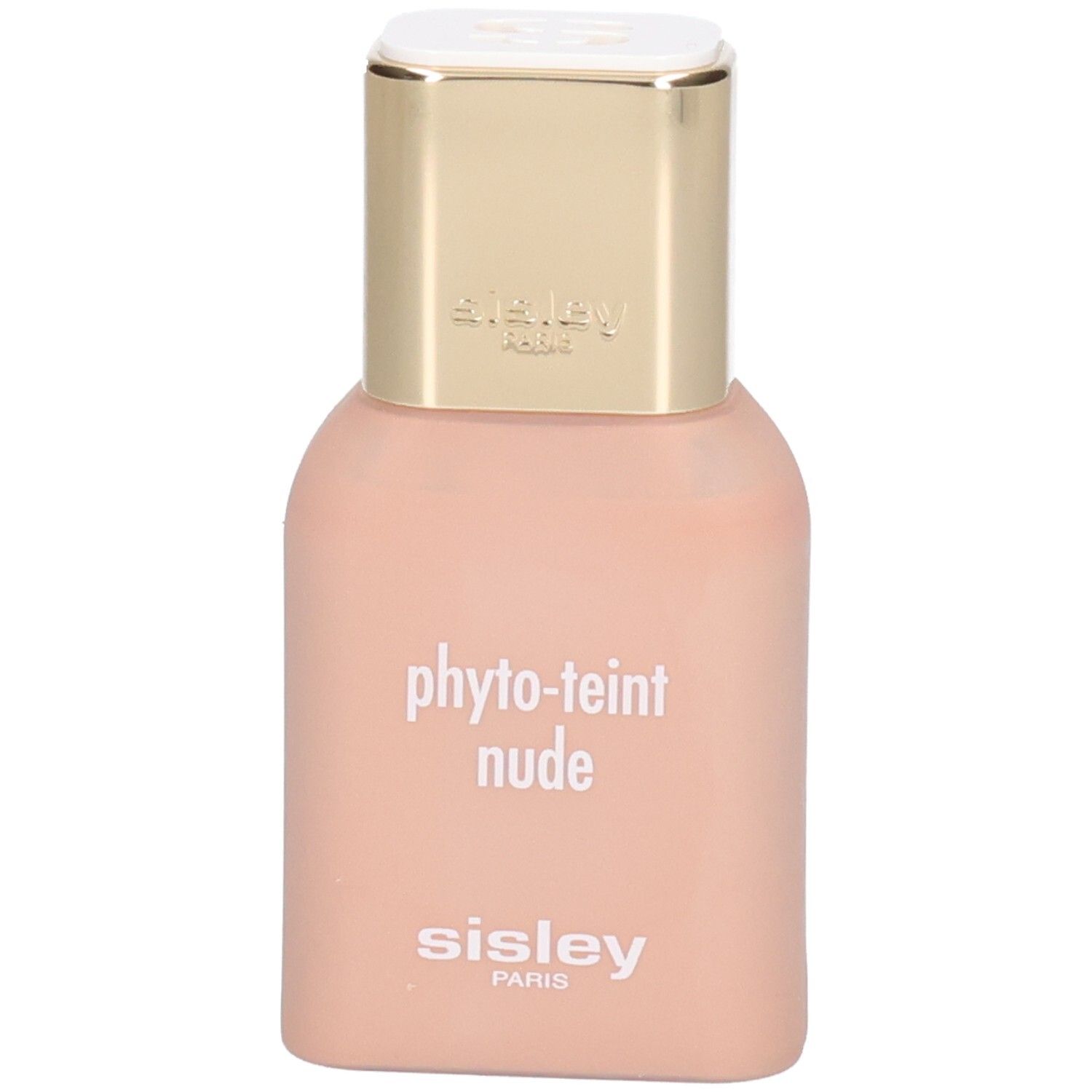 Sisley Phyto-Teint Nude foundationflesje in licht perzik met gouden dop.