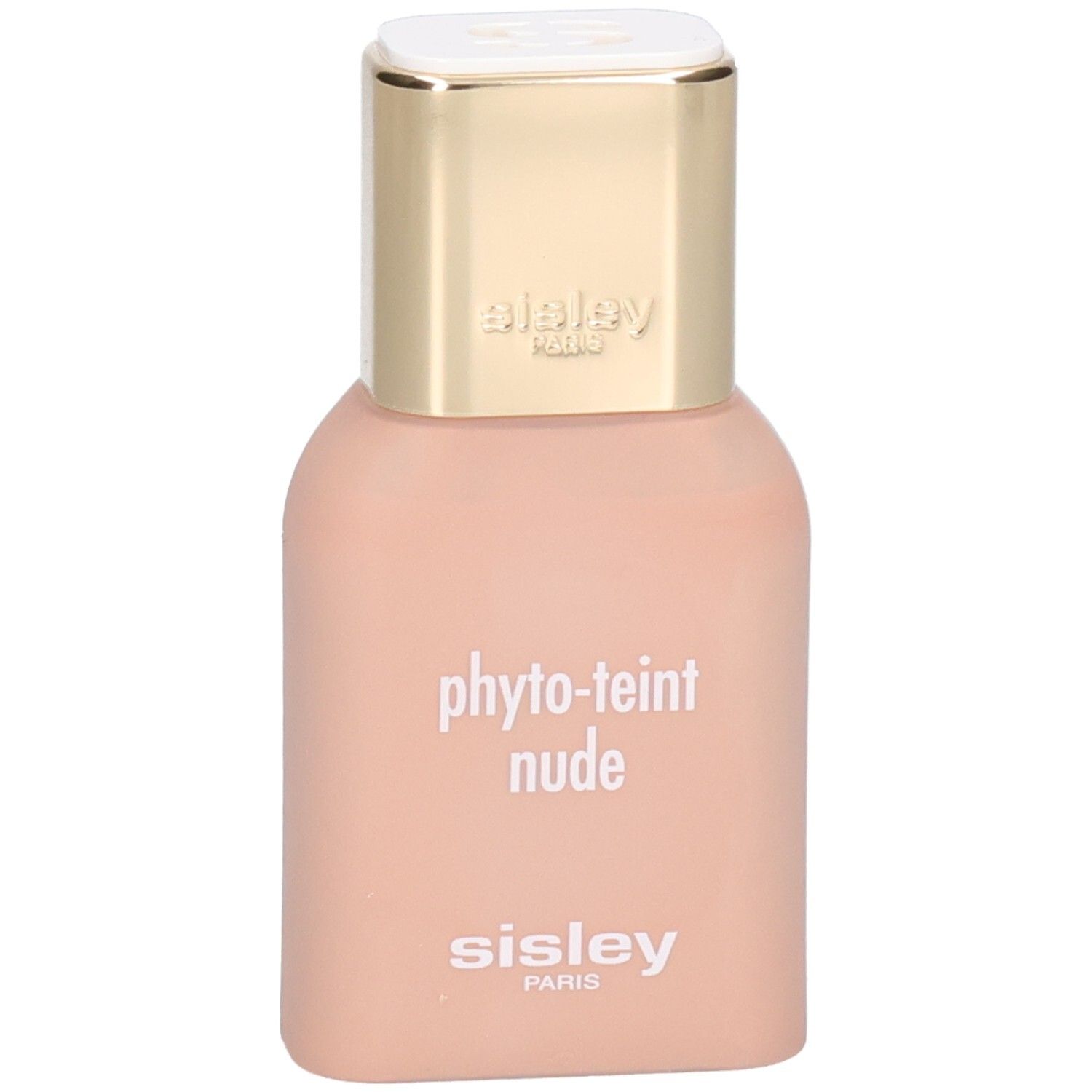 Sisley Phyto-Teint Nude foundationflesje in licht perzik met gouden dop.