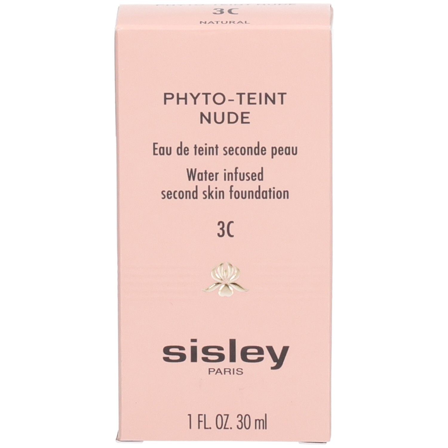 Sisley Phyto-Teint Nude foundationflesje en verpakking in licht perzik.