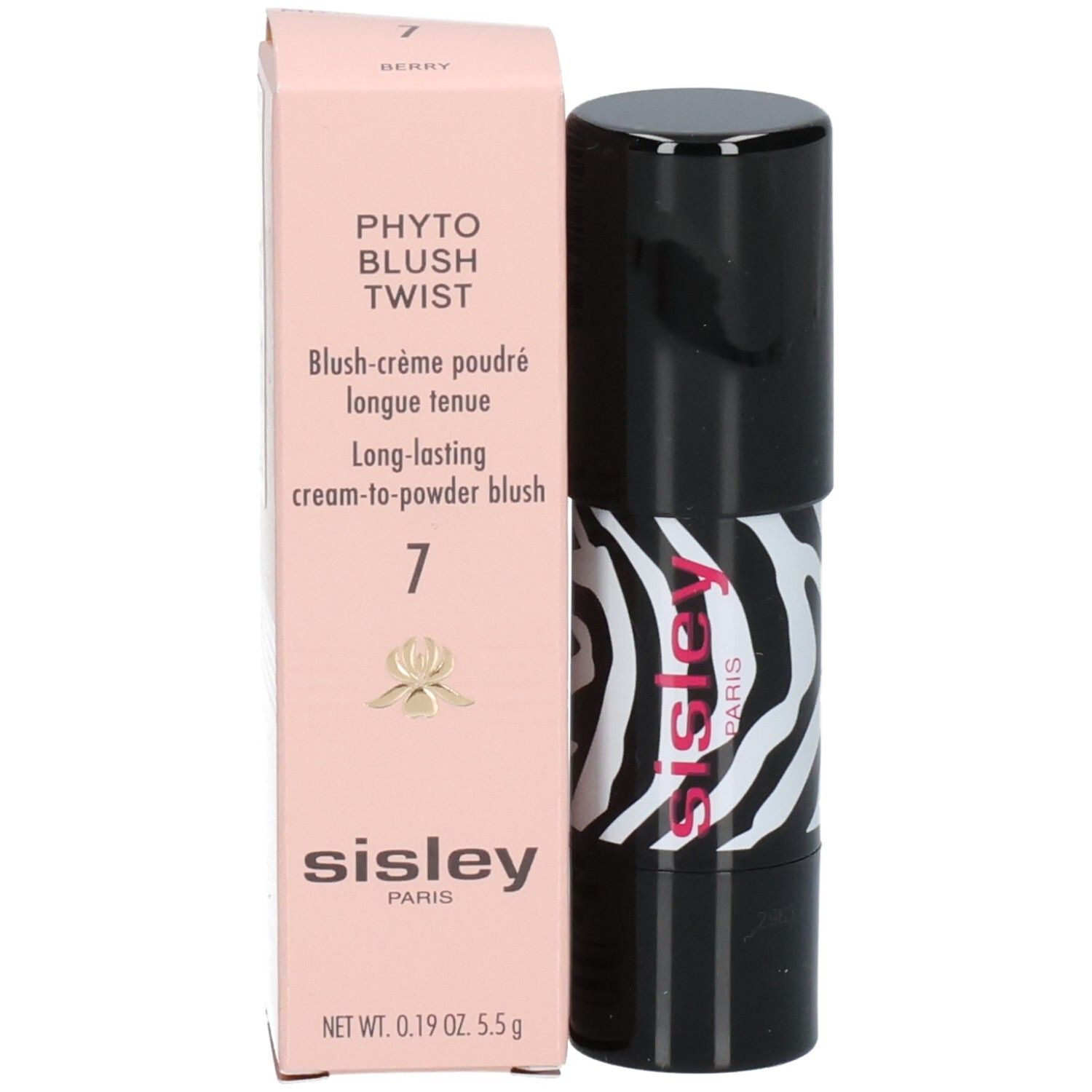 Sisley Phyto-Blush Twist in zwarte huls met zebraprint.