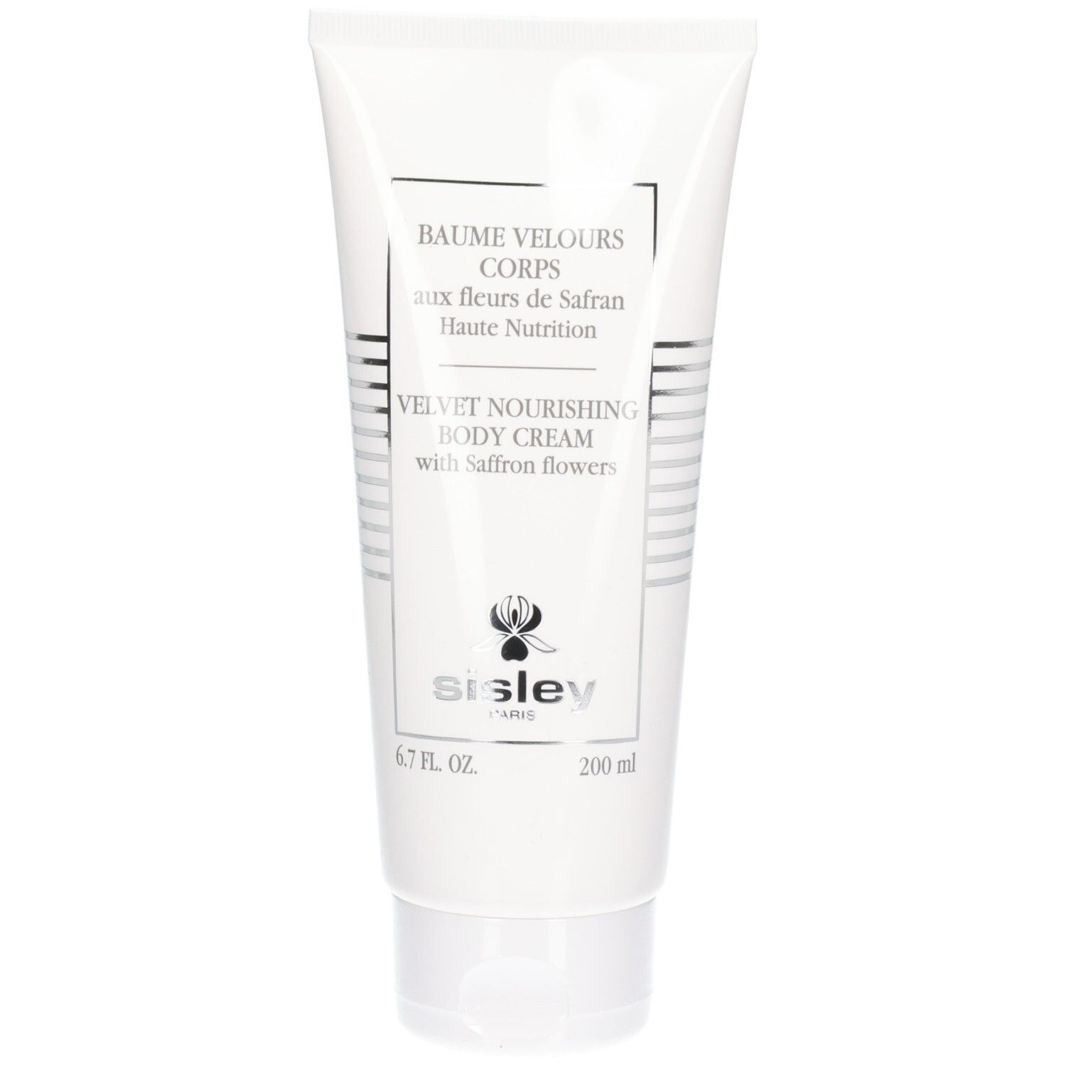 Witte tube met zilveren accenten, SISLEY logo en productinformatie.