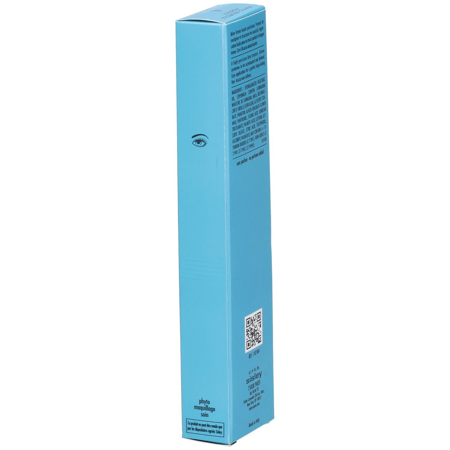 Sisley Phyto-Sourcils Perfect crayon sourcils, boîte avec symbole œil et QR code.