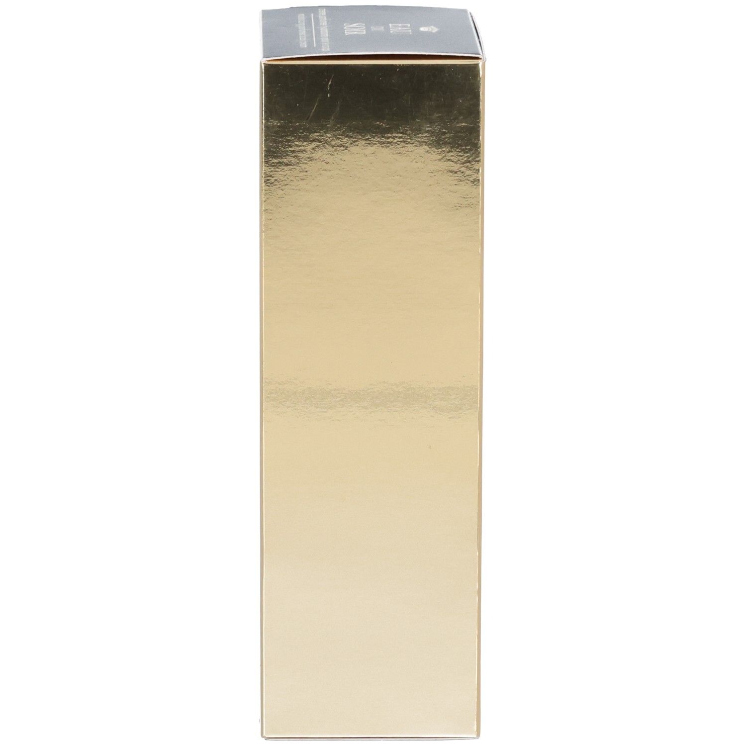 Côté d'une boîte d'emballage dorée, brillante et réfléchissante. Sisley Eau du Soir.