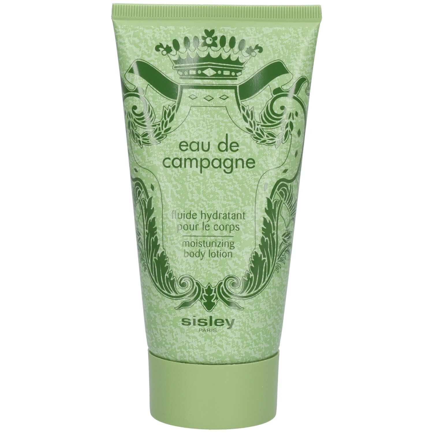 Sisley Eau de Campagne Hydraterende Bodylotion, groene tube met koninklijk wapenschildmotief.