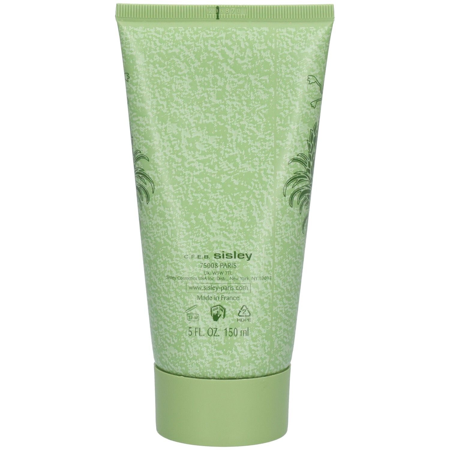 Achterkant van de Sisley Eau de Campagne Hydraterende Bodylotion tube met productinformatie en 150ml aanduiding.