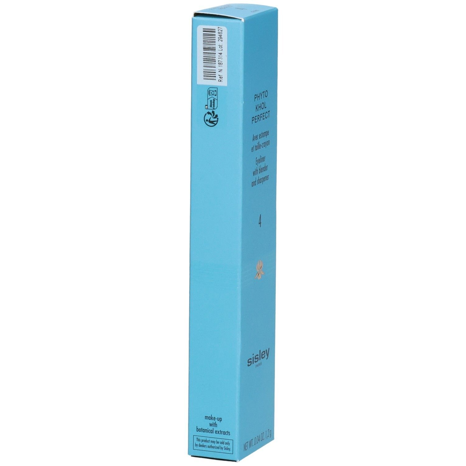 Sisley Phyto-Khol Perfect Eyeliner, lichtblauwe doos met productinformatie en barcode.