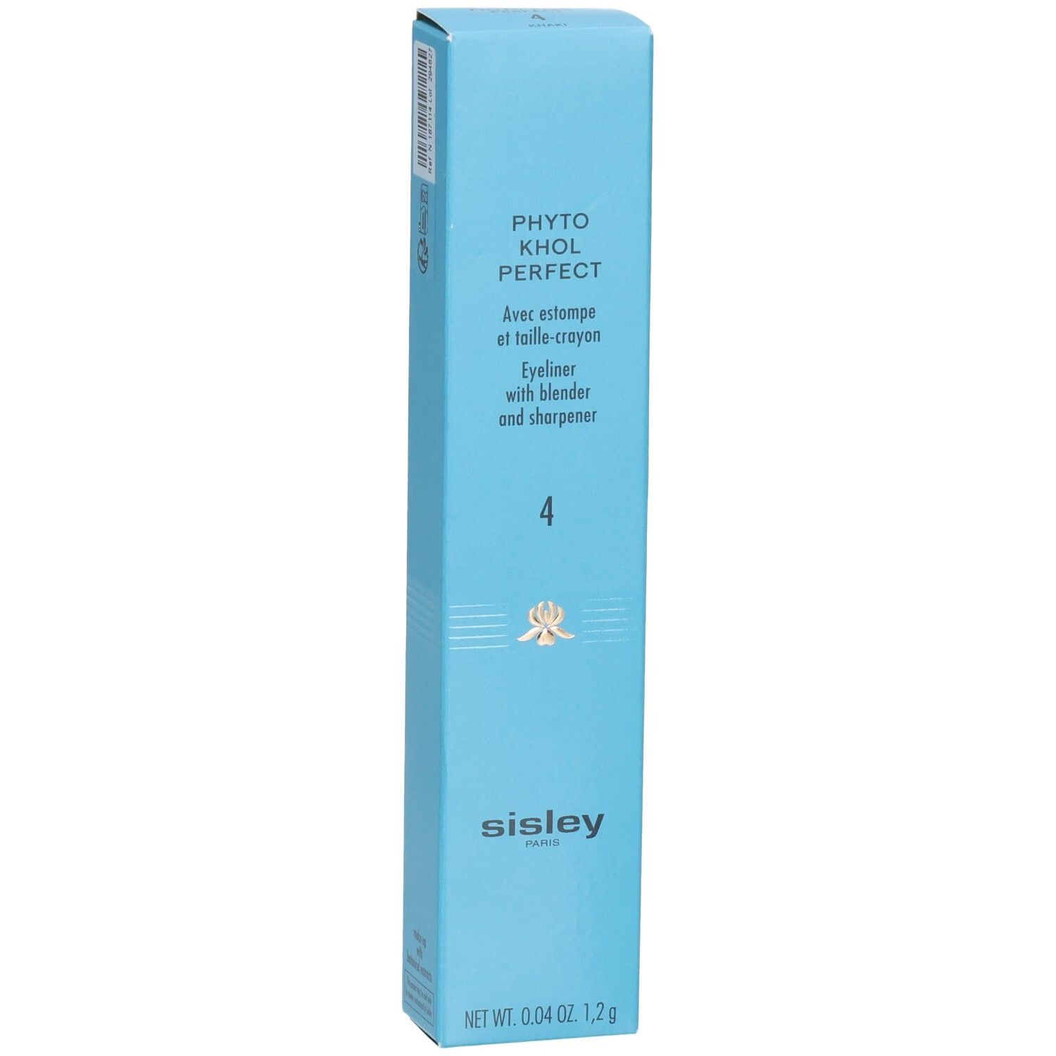 Sisley Phyto-Khol Perfect Eyeliner, kleur 4, in lichtblauwe doos, zijaanzicht.