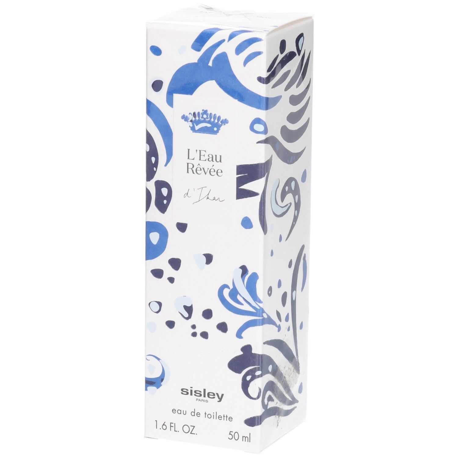 Sisley L'Eau Rêvée d'Ikar Eau de Toilette kartonnen verpakking met blauw patroon.
