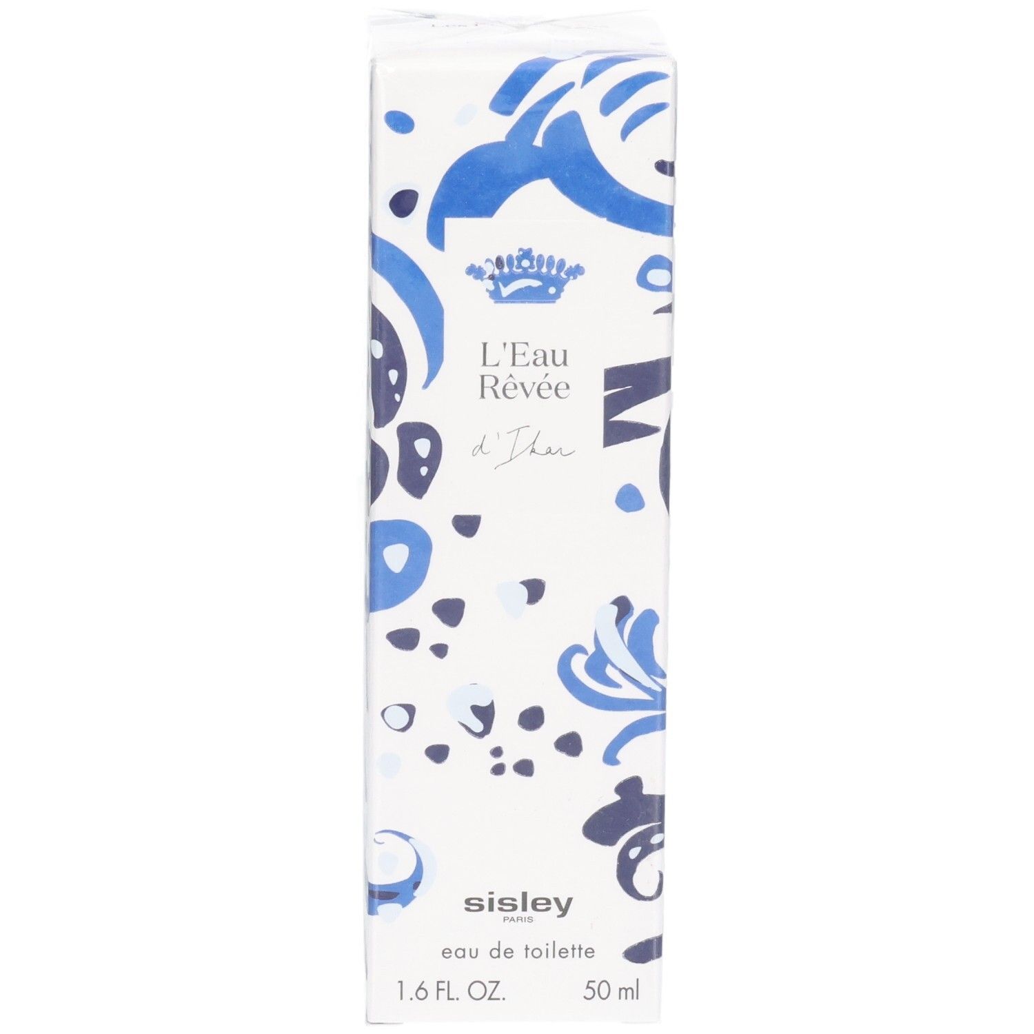 Sisley L'Eau Rêvée d'Ikar Eau de Toilette kartonnen verpakking met blauw patroon.