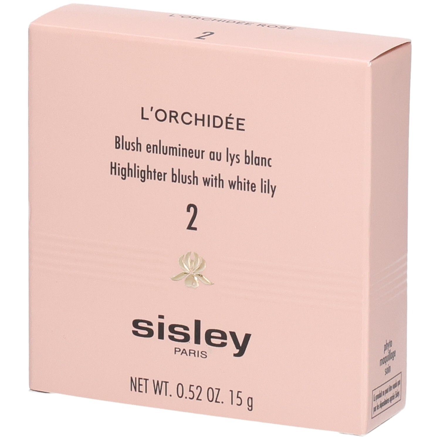 Sisley L'Orchidée Rose Blush, Nr. 2. Roze doos met productinformatie en logo.