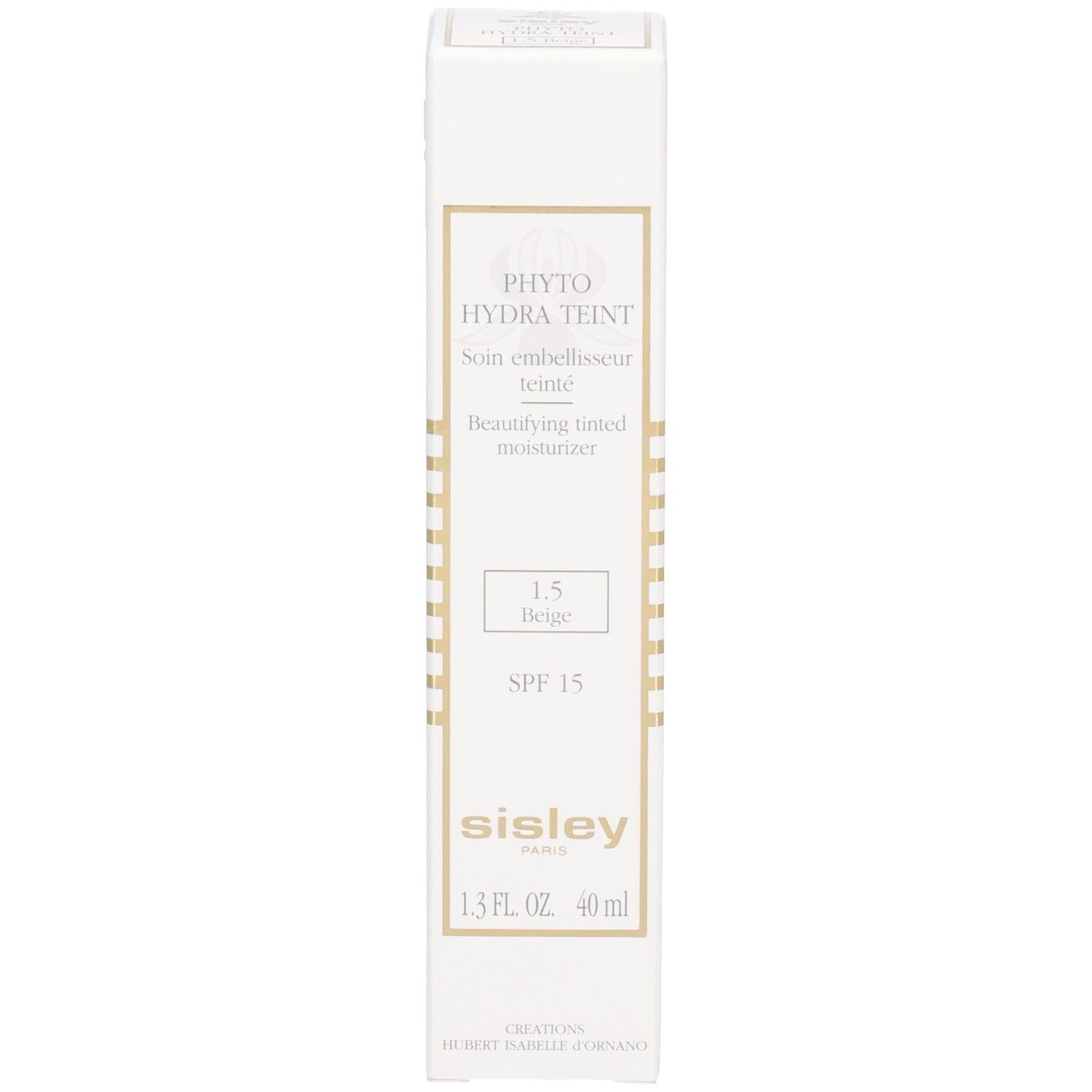 Sisley Phyto-Hydra Teint, verpakking, tint 1.5 Beige, getinte vochtinbrenger met SPF 15.