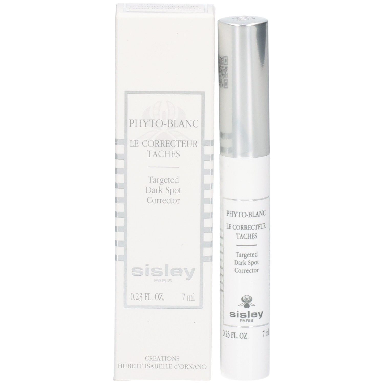 Sisley Phyto-Blanc Gerichte donkere vlekken corrector pen en verpakking met zilveren dop.