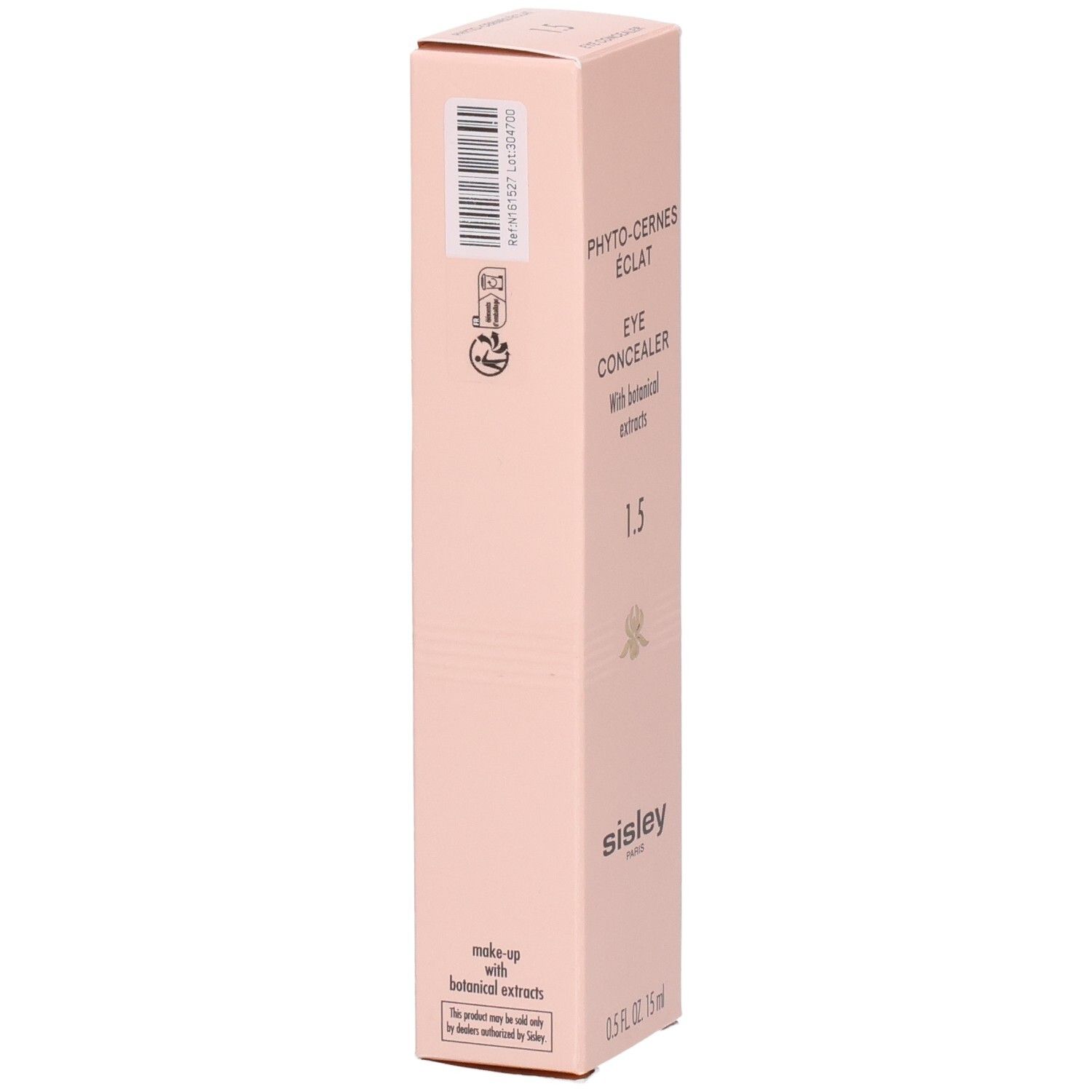 Sisley Phyto-Cernes Éclat oogconcealer, achterkant met productinformatie en barcode.
