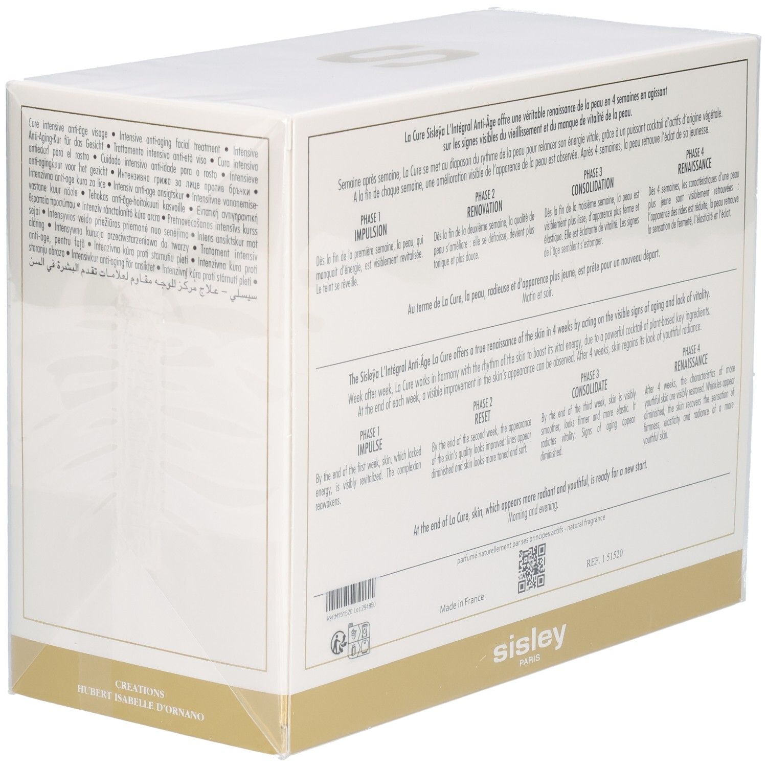 Sisley La Cure Anti-Aging verpakking, zijaanzicht met productinformatie.
