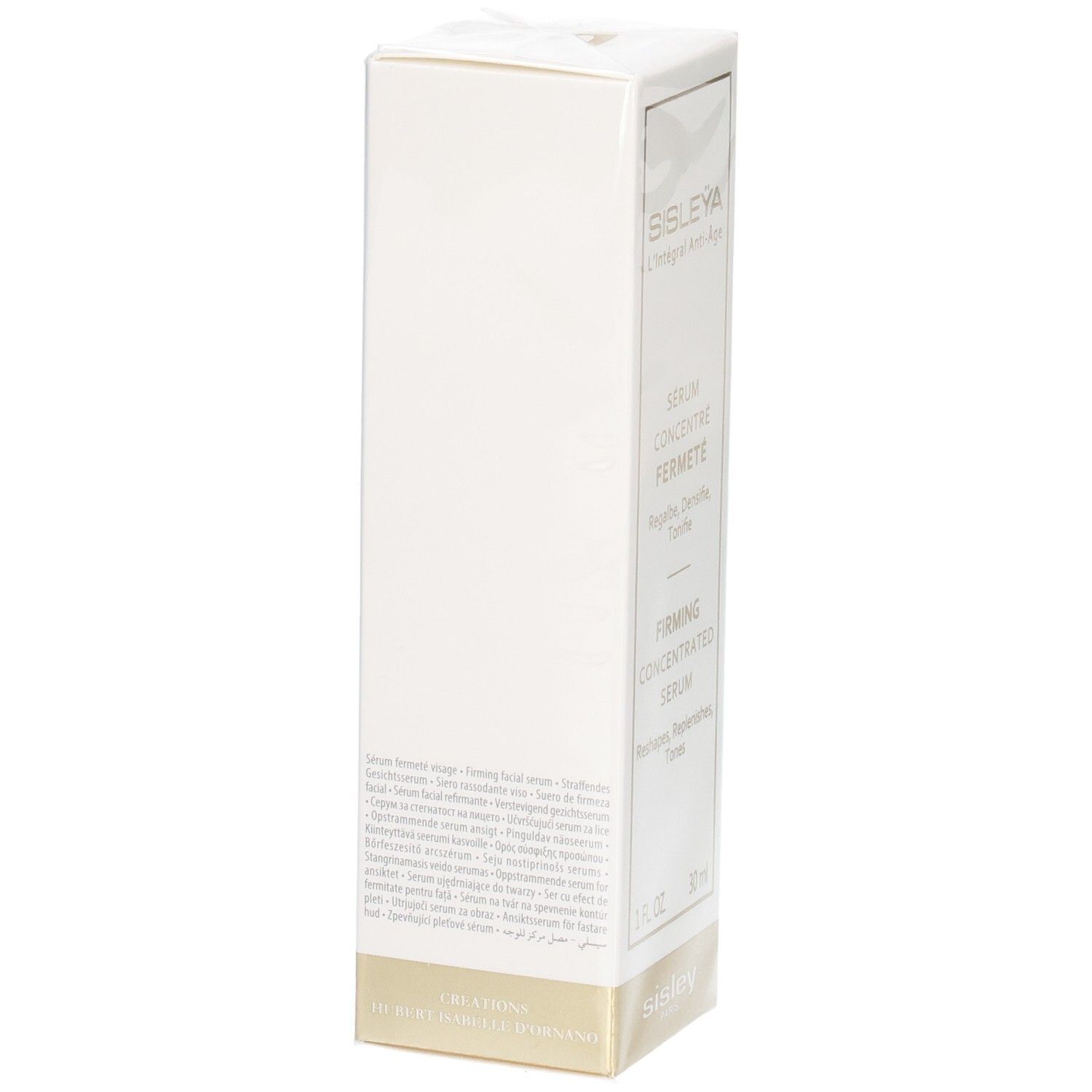 Sisley Sisleya L'Intégral Anti-Age Firming Concentrated Serum verpakking, achterkant met tekst.