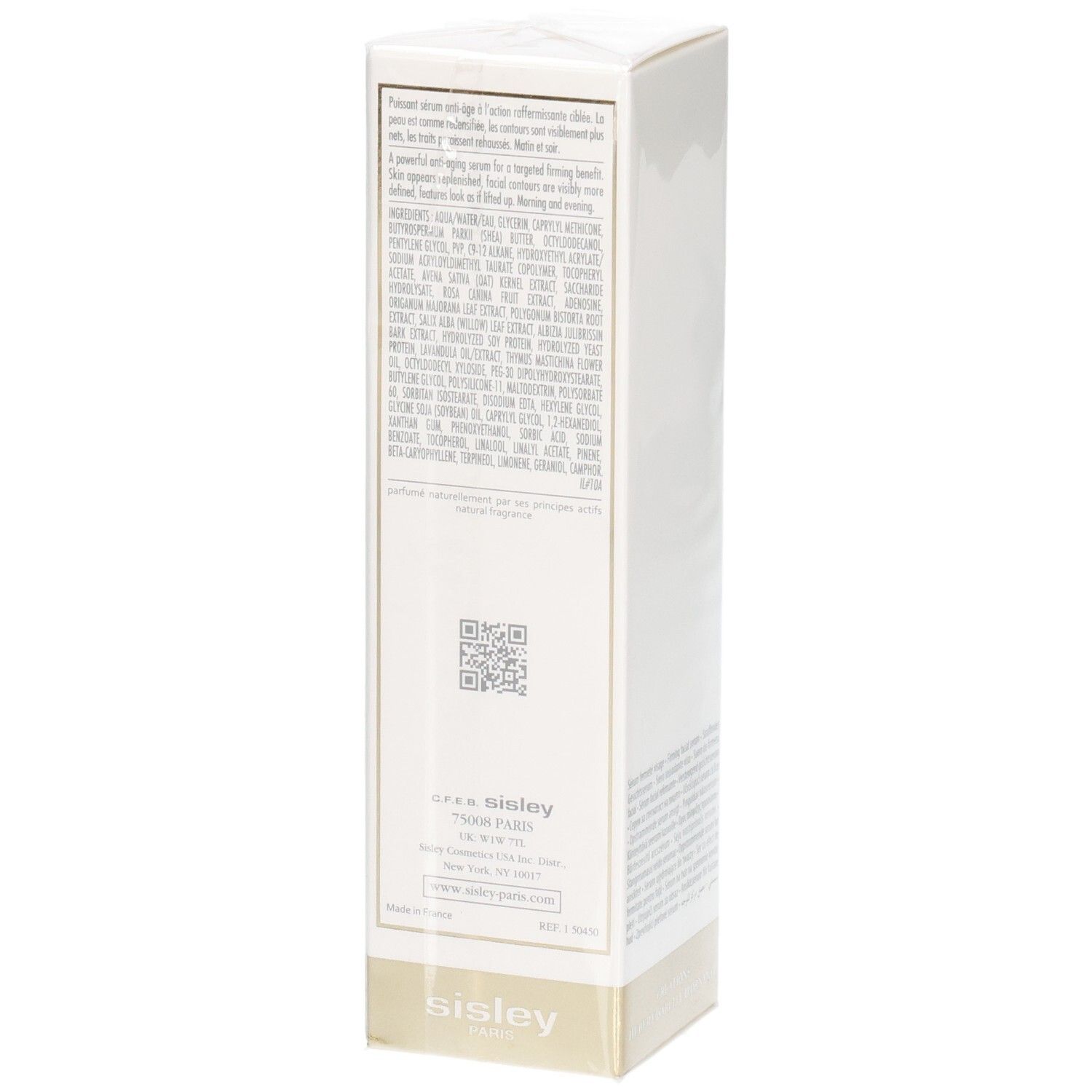 Sisley Sisleya L'Intégral Anti-Age Firming Concentrated Serum verpakking, zijkant met ingrediënten.