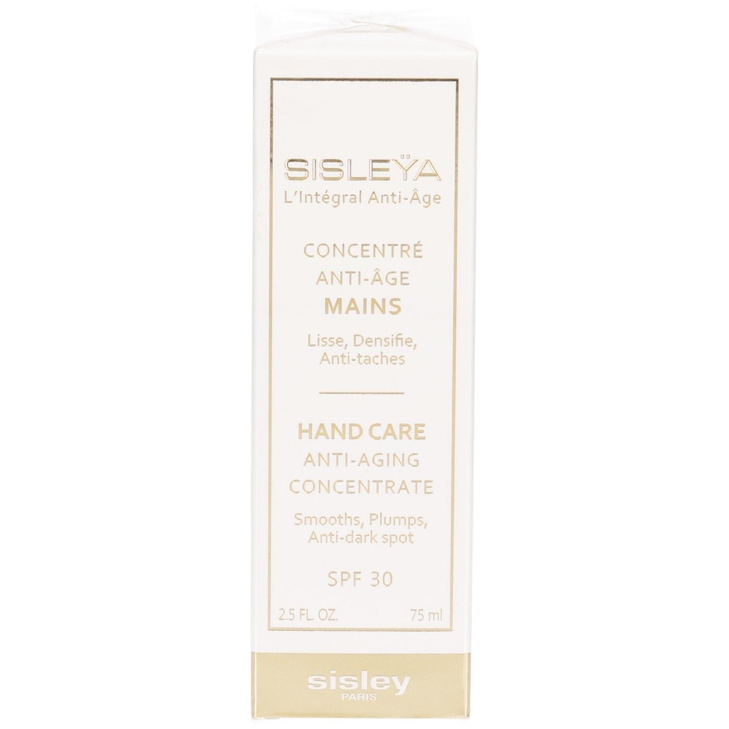 Sisley Sisleya L'Intégral Anti-Âge Handverzorgingsconcentraat, SPF 30, voorkant met productinformatie.