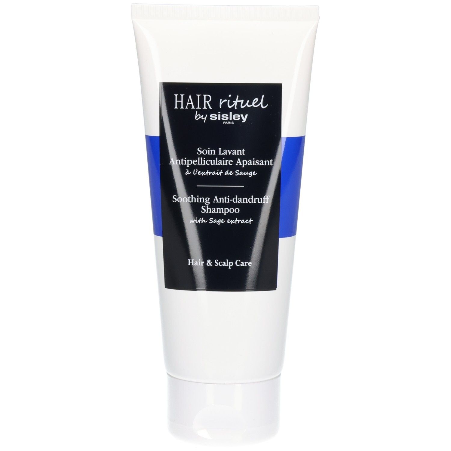 Tube met kalmerende anti-roos shampoo van Hair Rituel by Sisley.