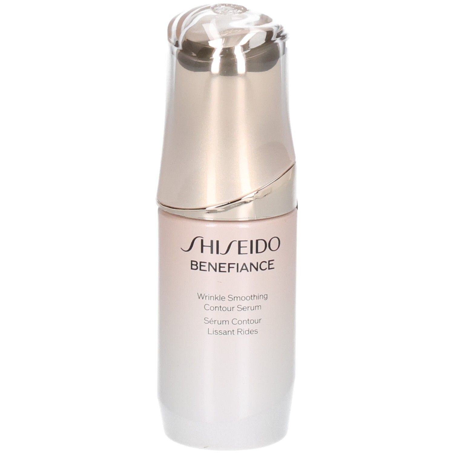 Shiseido Benefiance rimpelgladmakend contourserum in een elegante fles met pompdispenser.