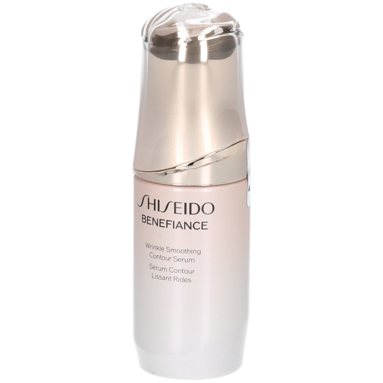 Shiseido Benefiance rimpelgladmakend contourserum in een elegante fles met pompdispenser.