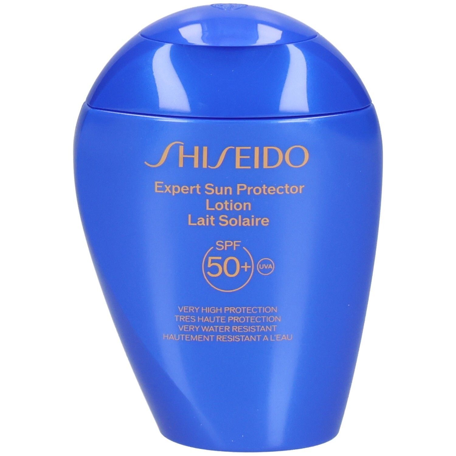SHISHEIDO Expert Sun Protector Lotion SPF50+ en bleu.