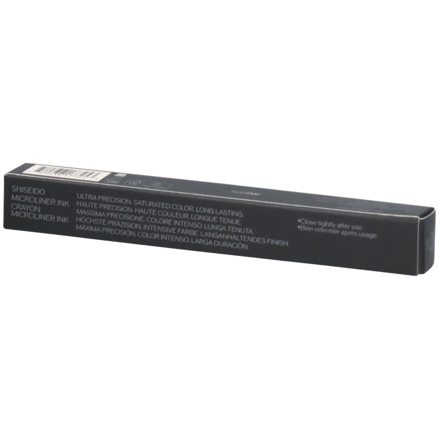 Shiseido Microliner Ink verpakking met productinformatie en barcode.