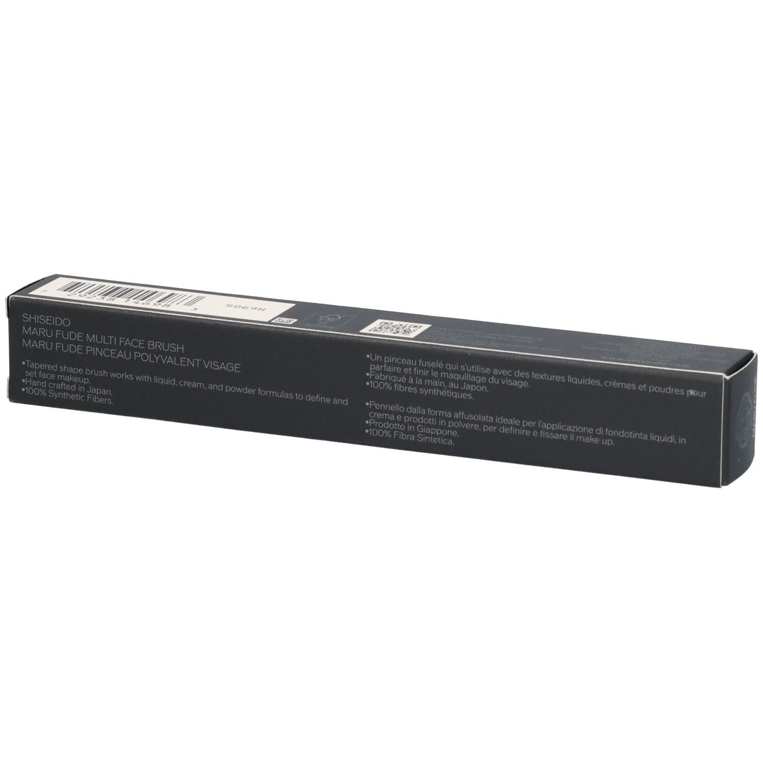 Shiseido Multi-Face Brush in zwarte verpakking. 100% Fiber.