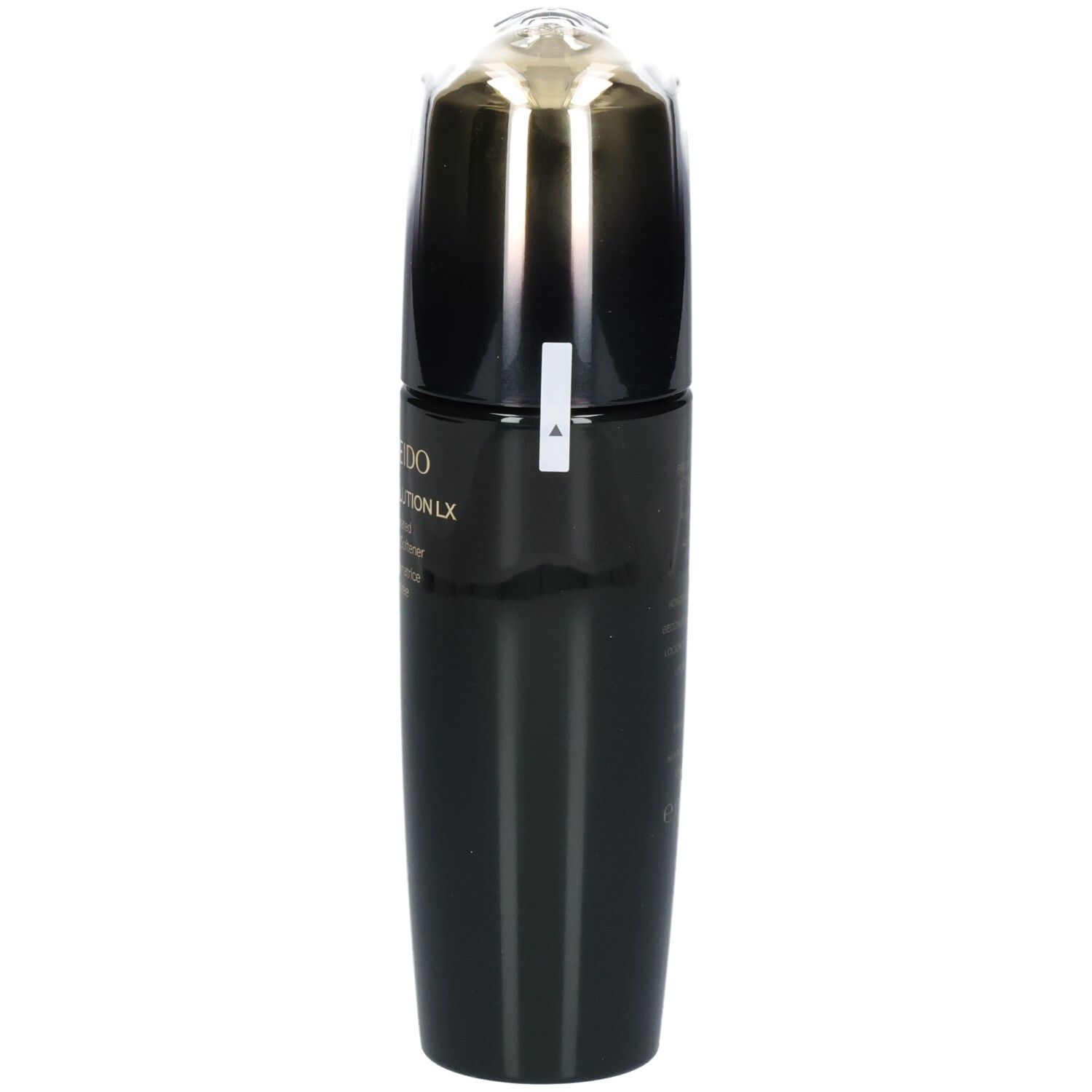 Flacon Shiseido Future Solution LX Brightening Softener avec étiquette latérale.