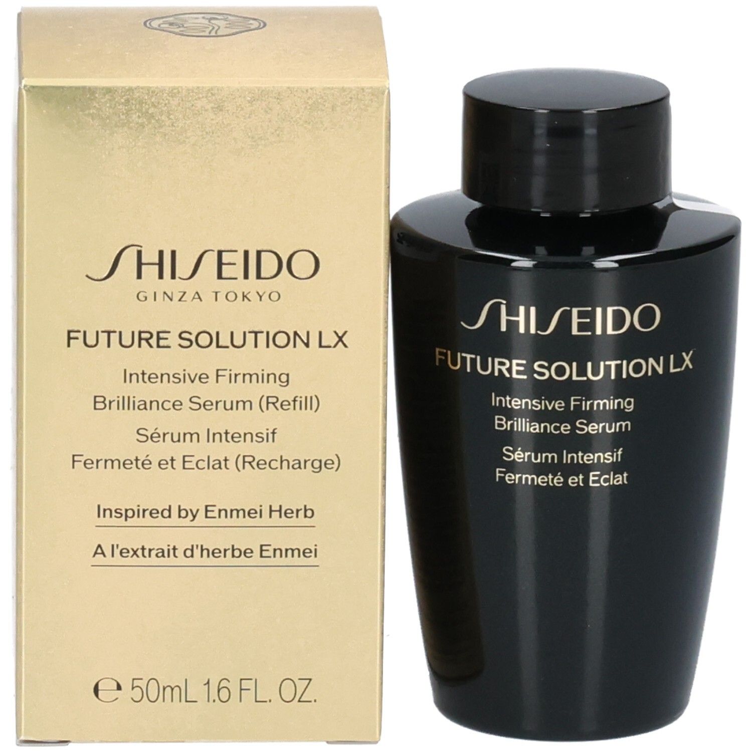 Shiseido Future Solution LX Intensieve Serum (Navulling) met gouden verpakking.