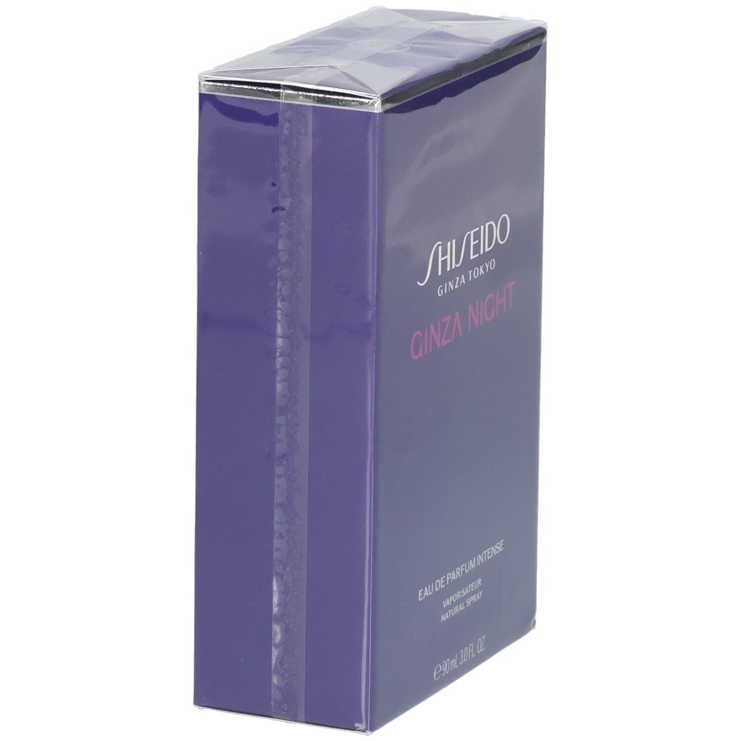 Paarse verpakking voor Shiseido Ginza Night Eau de Parfum Intense, 90ml.